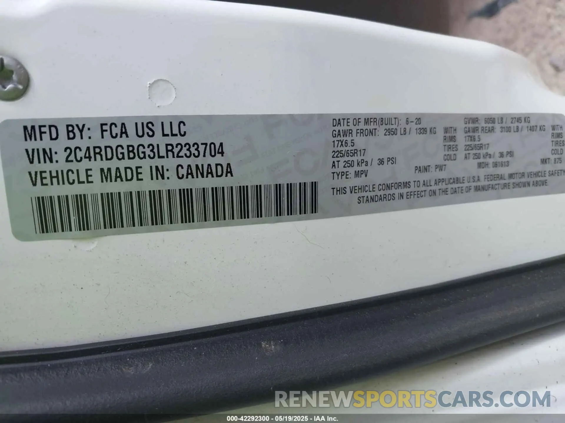 9 fotografías del automóvil dañado 2C4RDGBG3LR233704 DODGE GRAND CARAVAN 2020