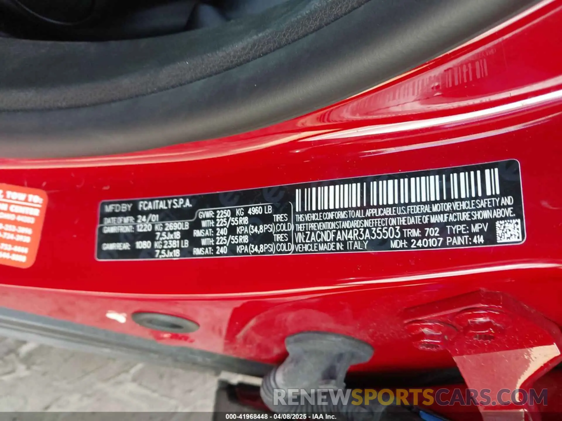 9 fotografías del automóvil dañado ZACNDFAN4R3A35503 DODGE HORNET 2024