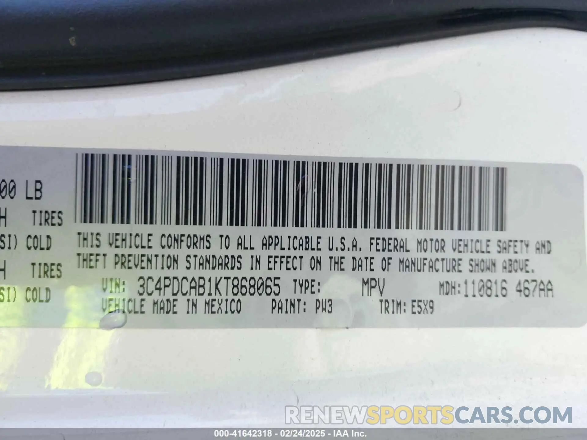 9 fotografías del automóvil dañado 3C4PDCAB1KT868065 DODGE JOURNEY 2019
