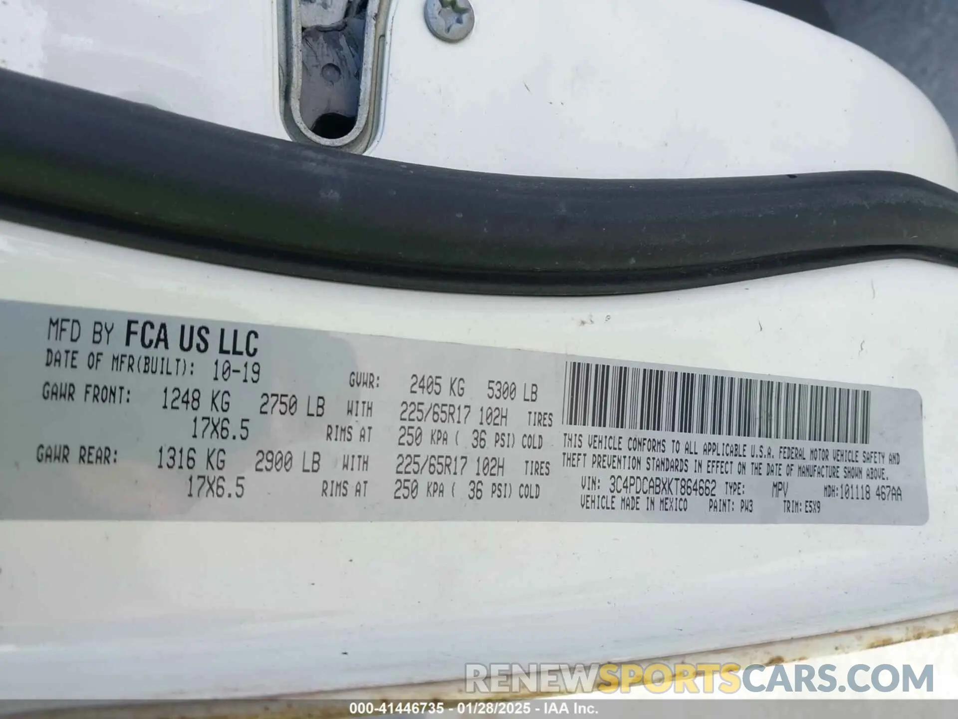 9 fotografías del automóvil dañado 3C4PDCABXKT864662 DODGE JOURNEY 2019