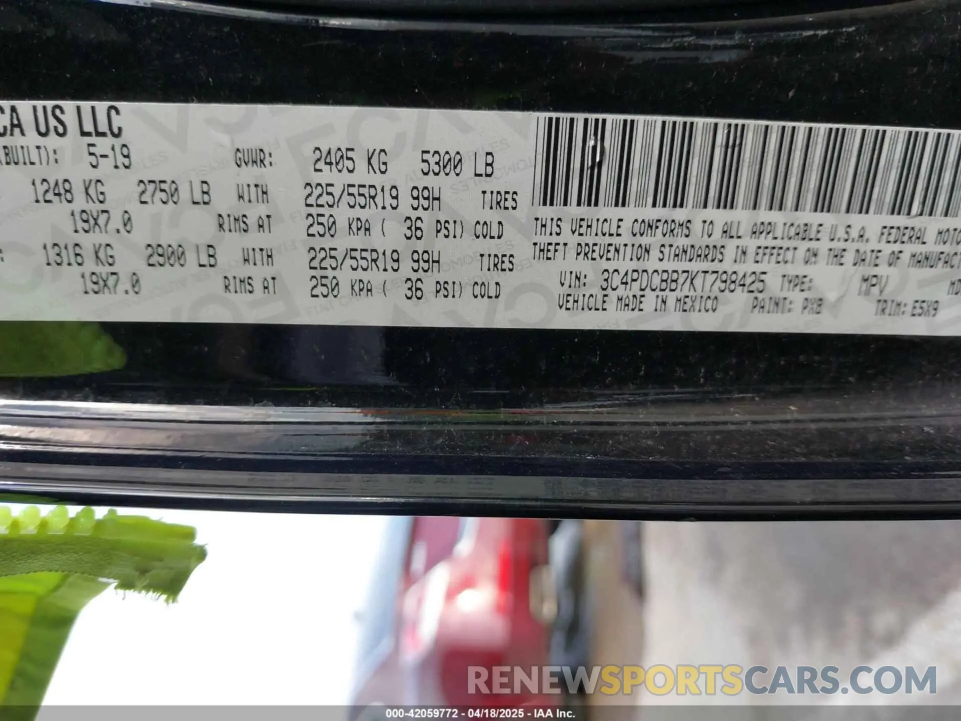 9 fotografías del automóvil dañado 3C4PDCBB7KT798425 DODGE JOURNEY 2019