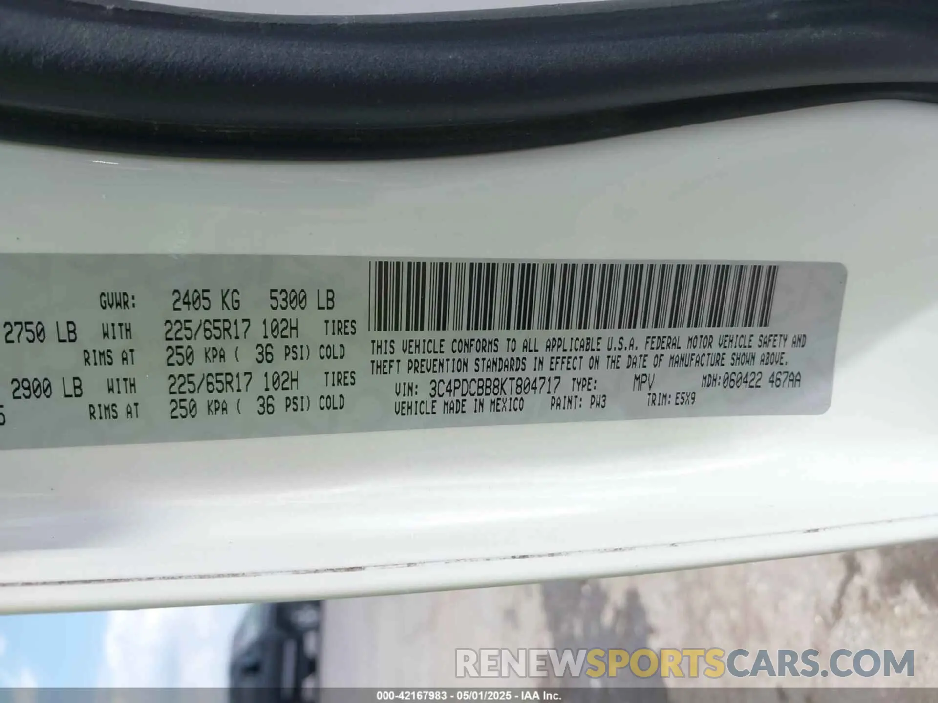 9 fotografías del automóvil dañado 3C4PDCBB8KT804717 DODGE JOURNEY 2019