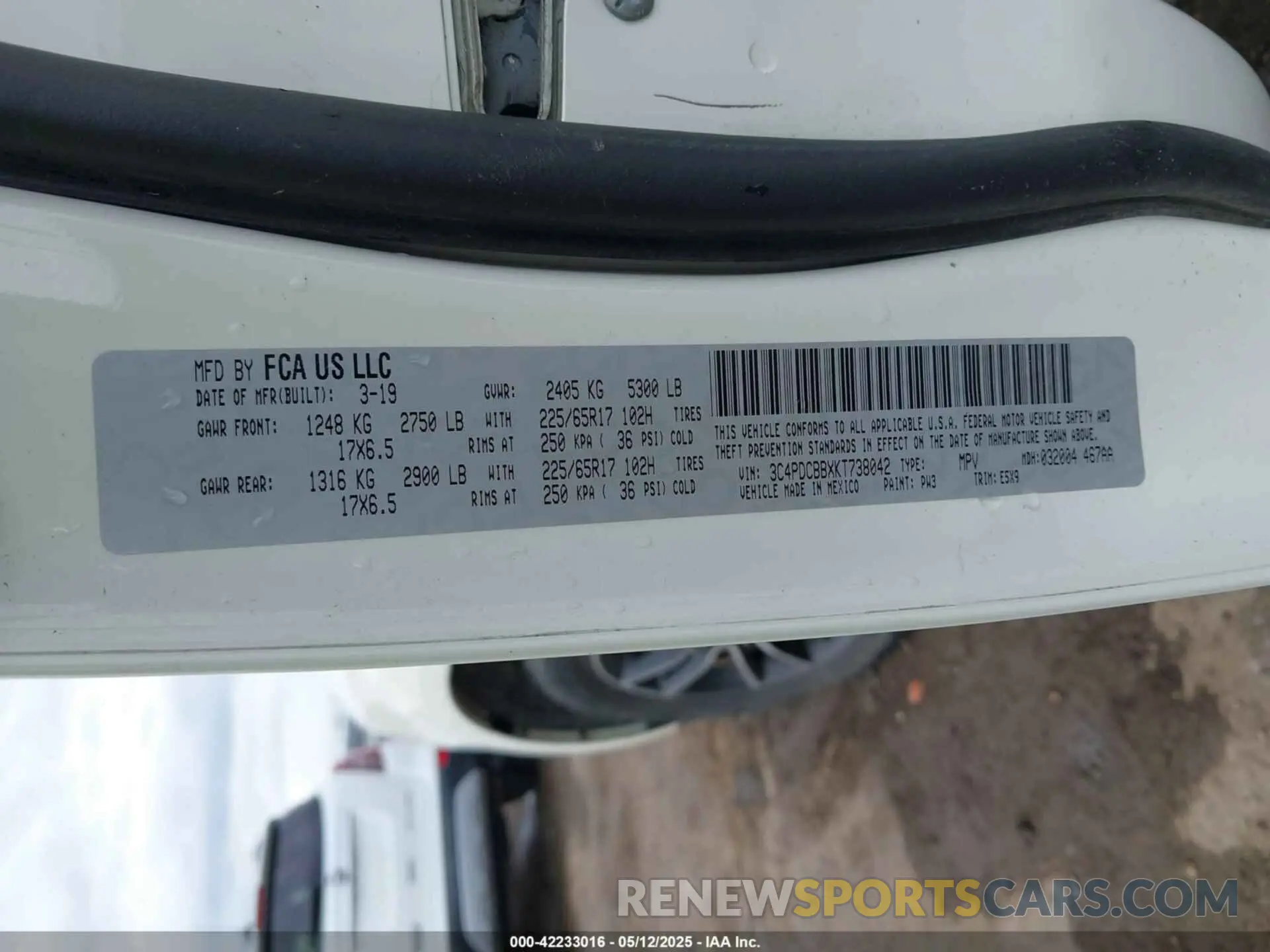 9 fotografías del automóvil dañado 3C4PDCBBXKT738042 DODGE JOURNEY 2019