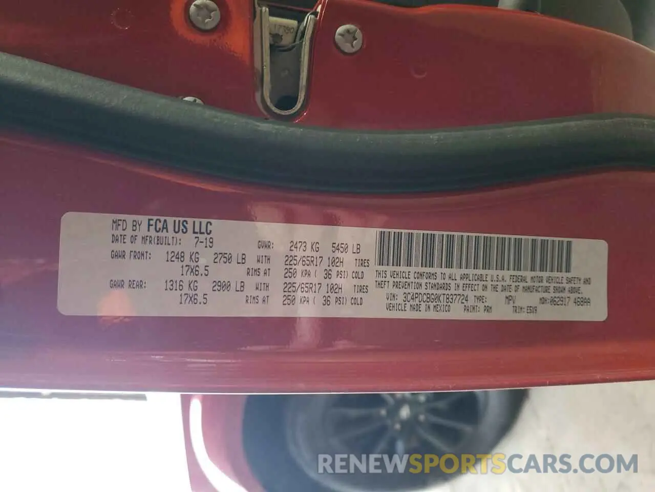 13 fotografías del automóvil dañado 3C4PDCBG0KT837724 DODGE JOURNEY 2019
