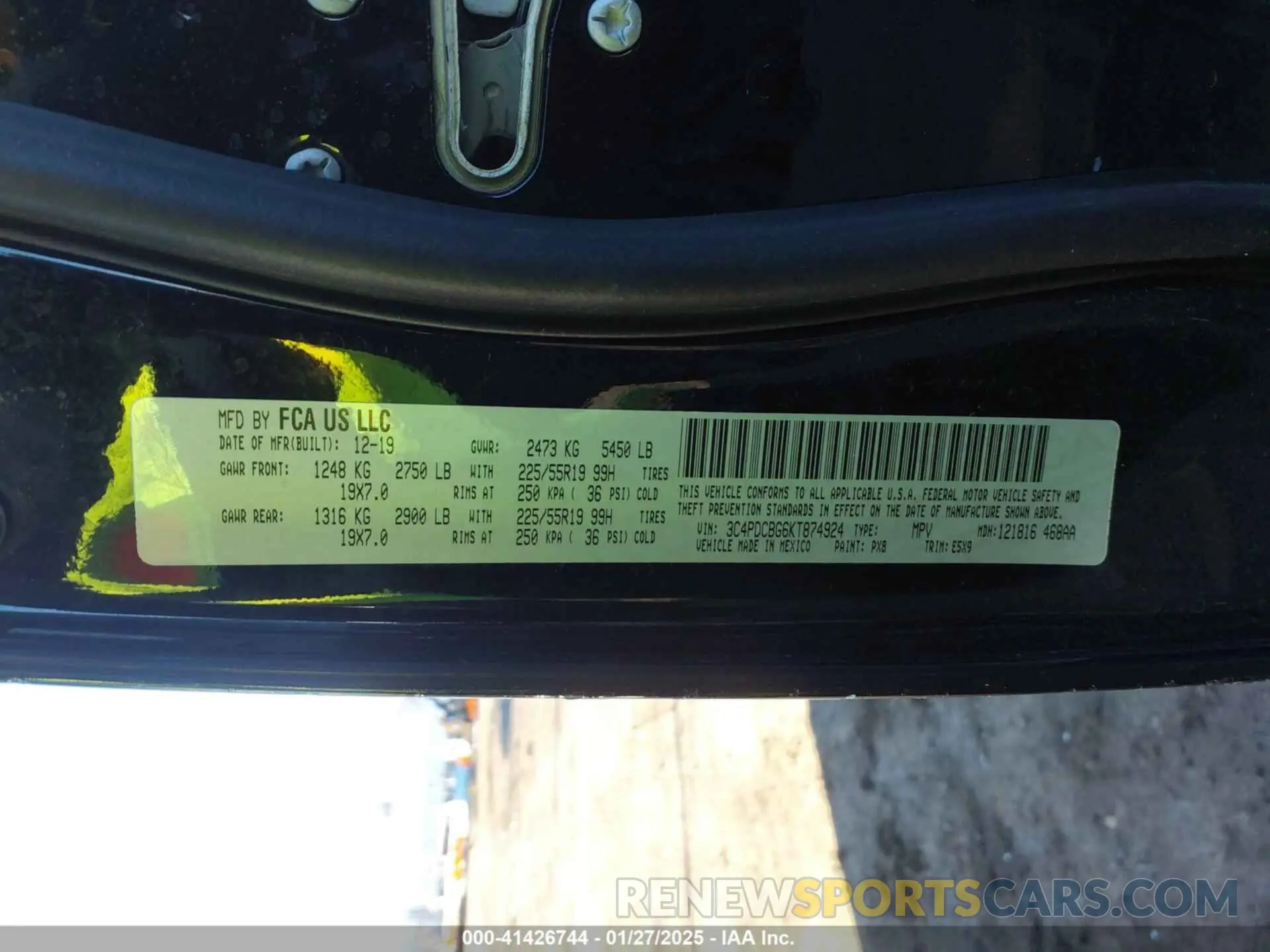 9 fotografías del automóvil dañado 3C4PDCBG6KT874924 DODGE JOURNEY 2019