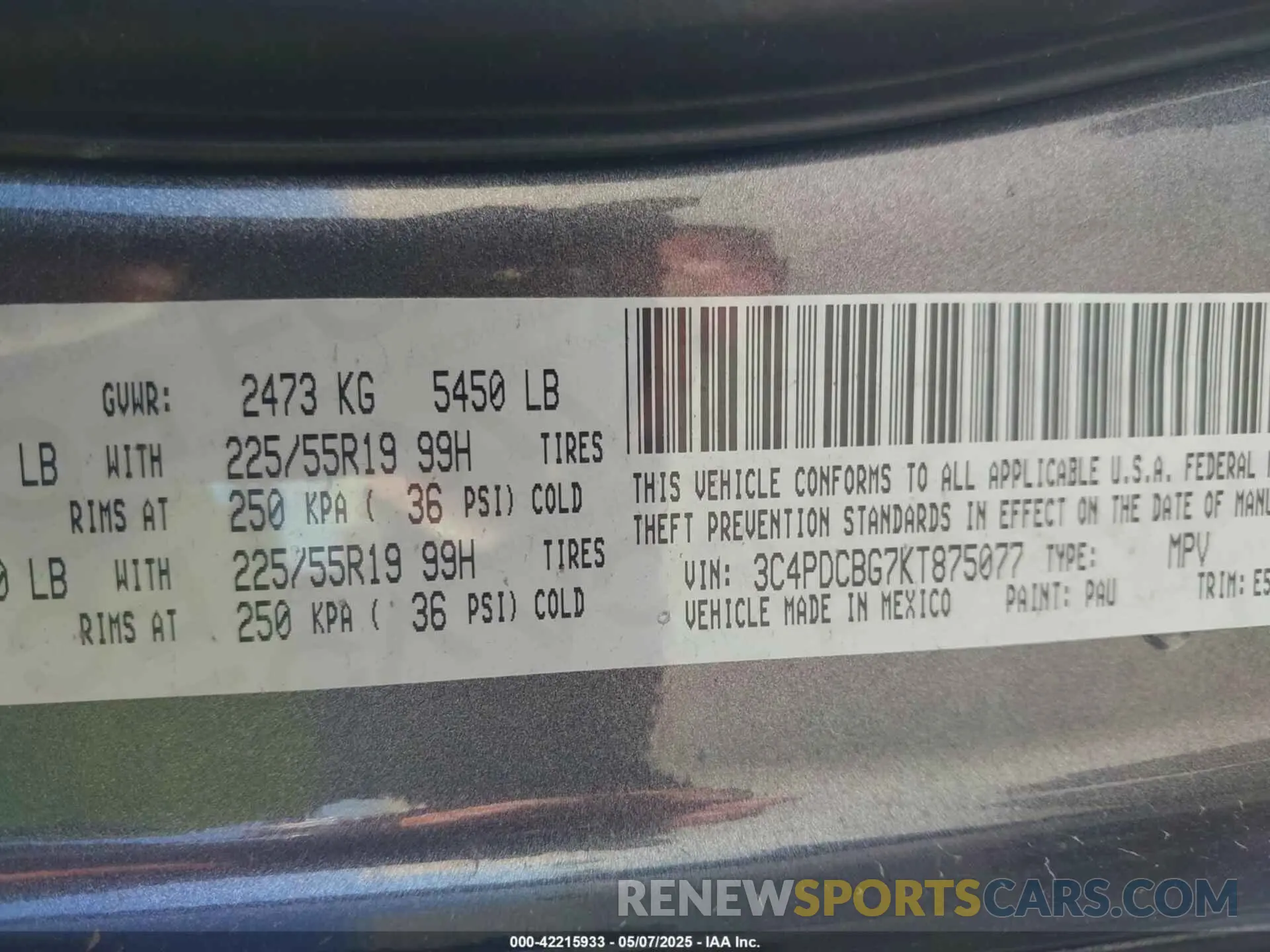 9 fotografías del automóvil dañado 3C4PDCBG7KT875077 DODGE JOURNEY 2019