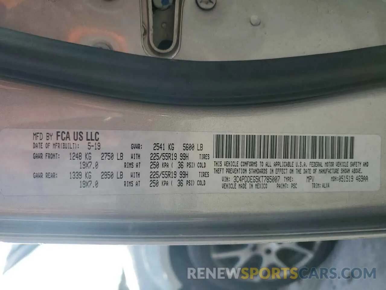 14 fotografías del automóvil dañado 3C4PDDEG5KT785007 DODGE JOURNEY 2019