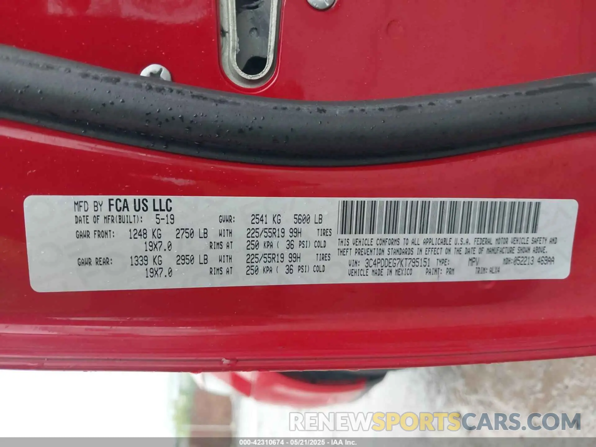 9 fotografías del automóvil dañado 3C4PDDEG7KT795151 DODGE JOURNEY 2019