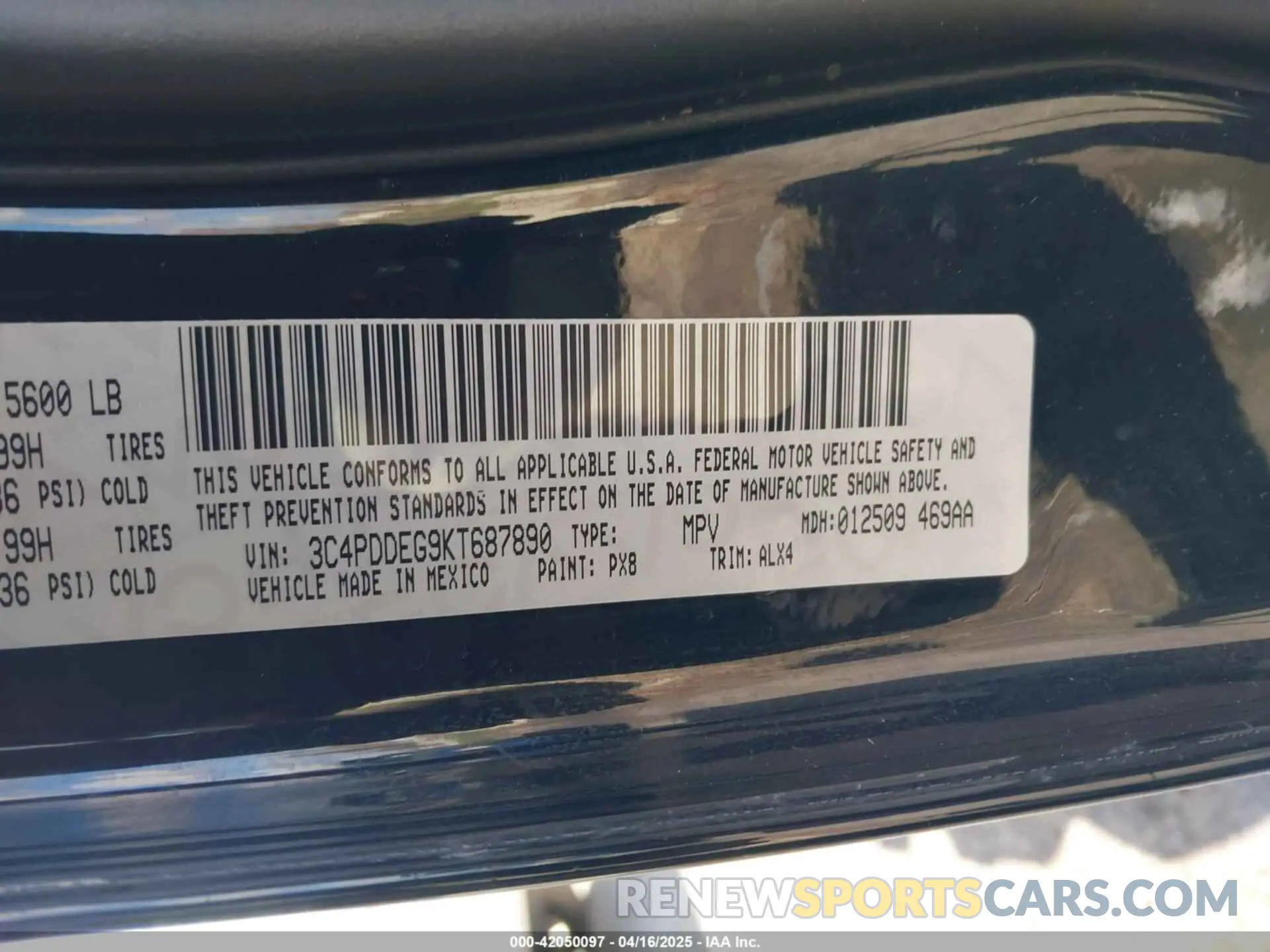 9 fotografías del automóvil dañado 3C4PDDEG9KT687890 DODGE JOURNEY 2019