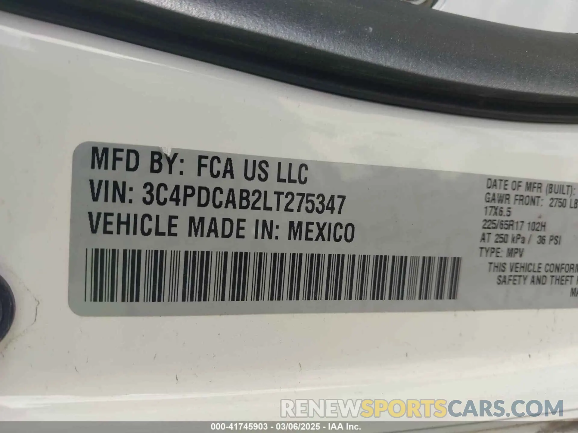 9 fotografías del automóvil dañado 3C4PDCAB2LT275347 DODGE JOURNEY 2020
