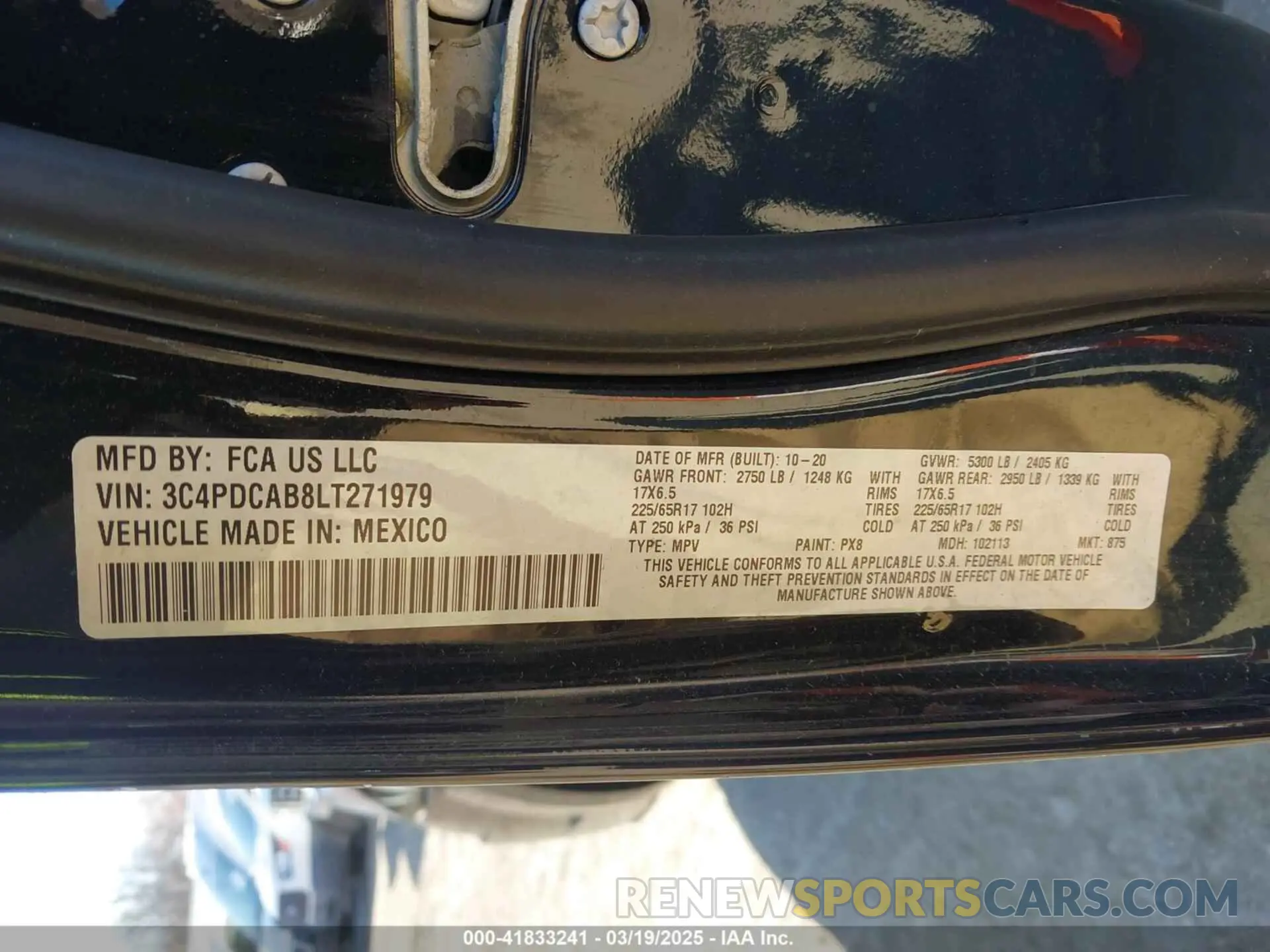 9 fotografías del automóvil dañado 3C4PDCAB8LT271979 DODGE JOURNEY 2020
