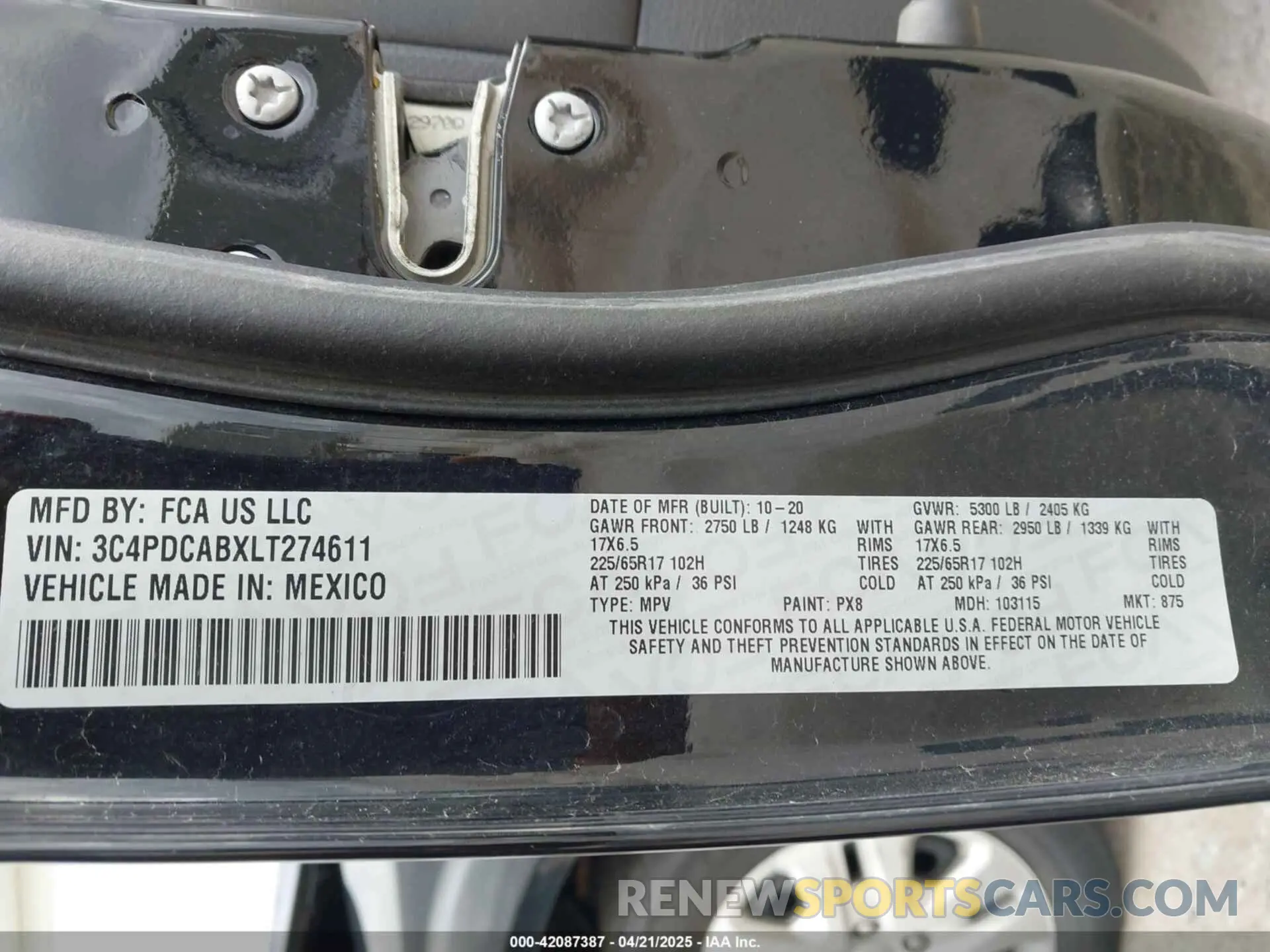 9 fotografías del automóvil dañado 3C4PDCABXLT274611 DODGE JOURNEY 2020