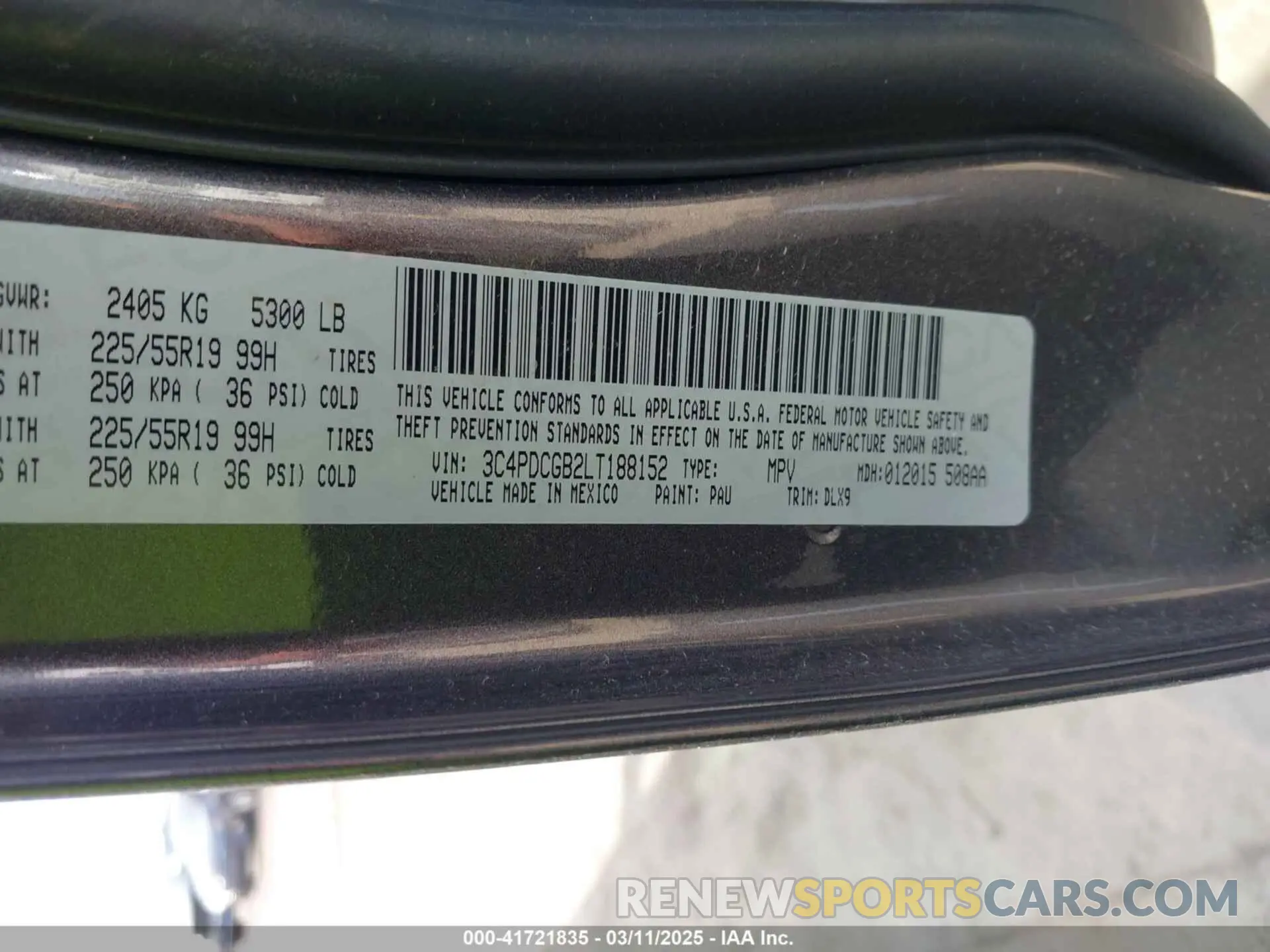 9 fotografías del automóvil dañado 3C4PDCGB2LT188152 DODGE JOURNEY 2020
