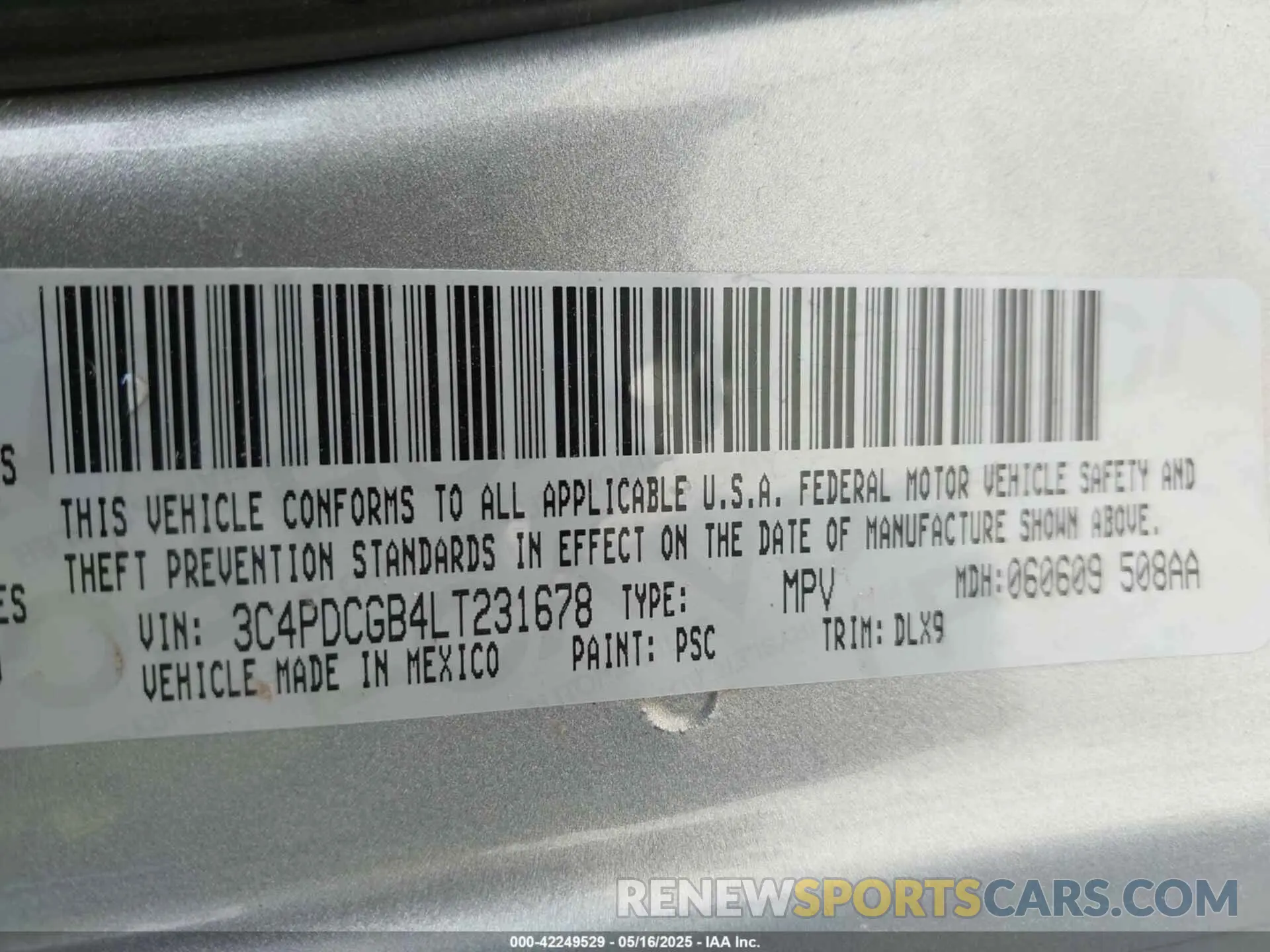 9 fotografías del automóvil dañado 3C4PDCGB4LT231678 DODGE JOURNEY 2020