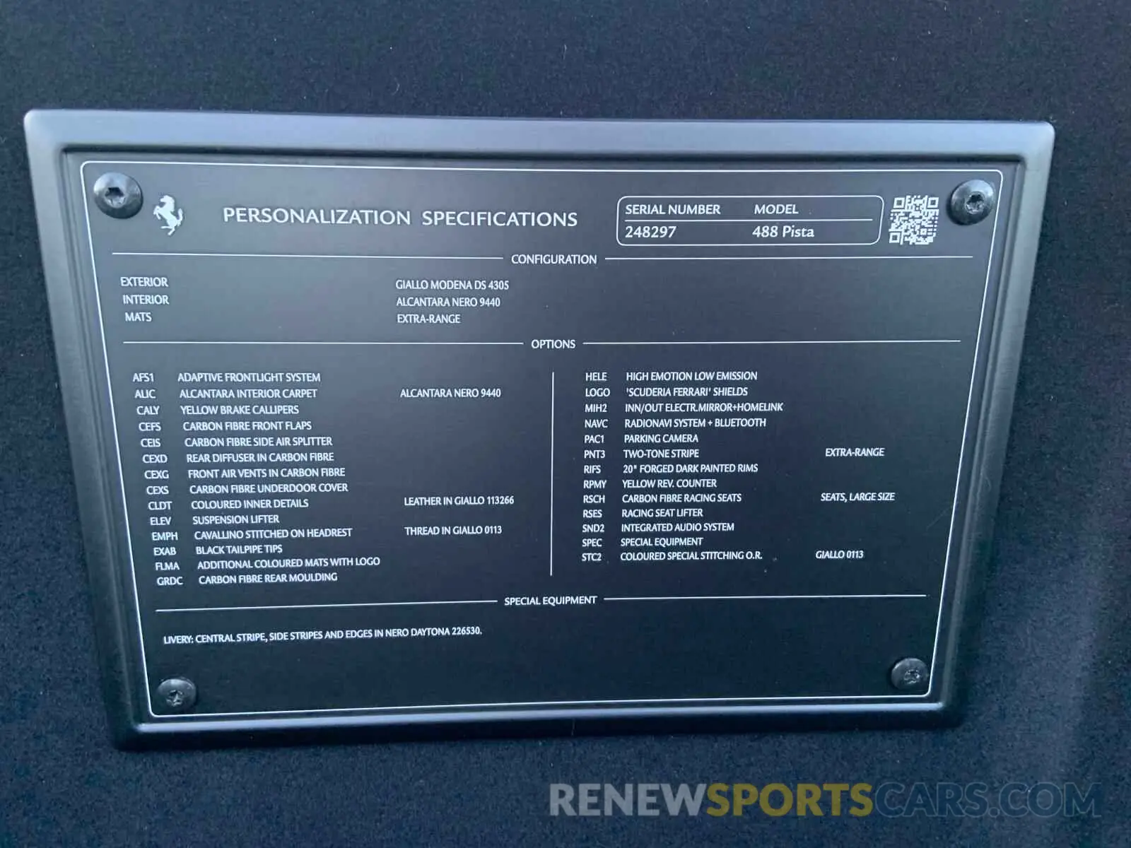 10 fotografías del automóvil dañado YFF90HLA4L0248297 FERRARI ALL MODELS 2020