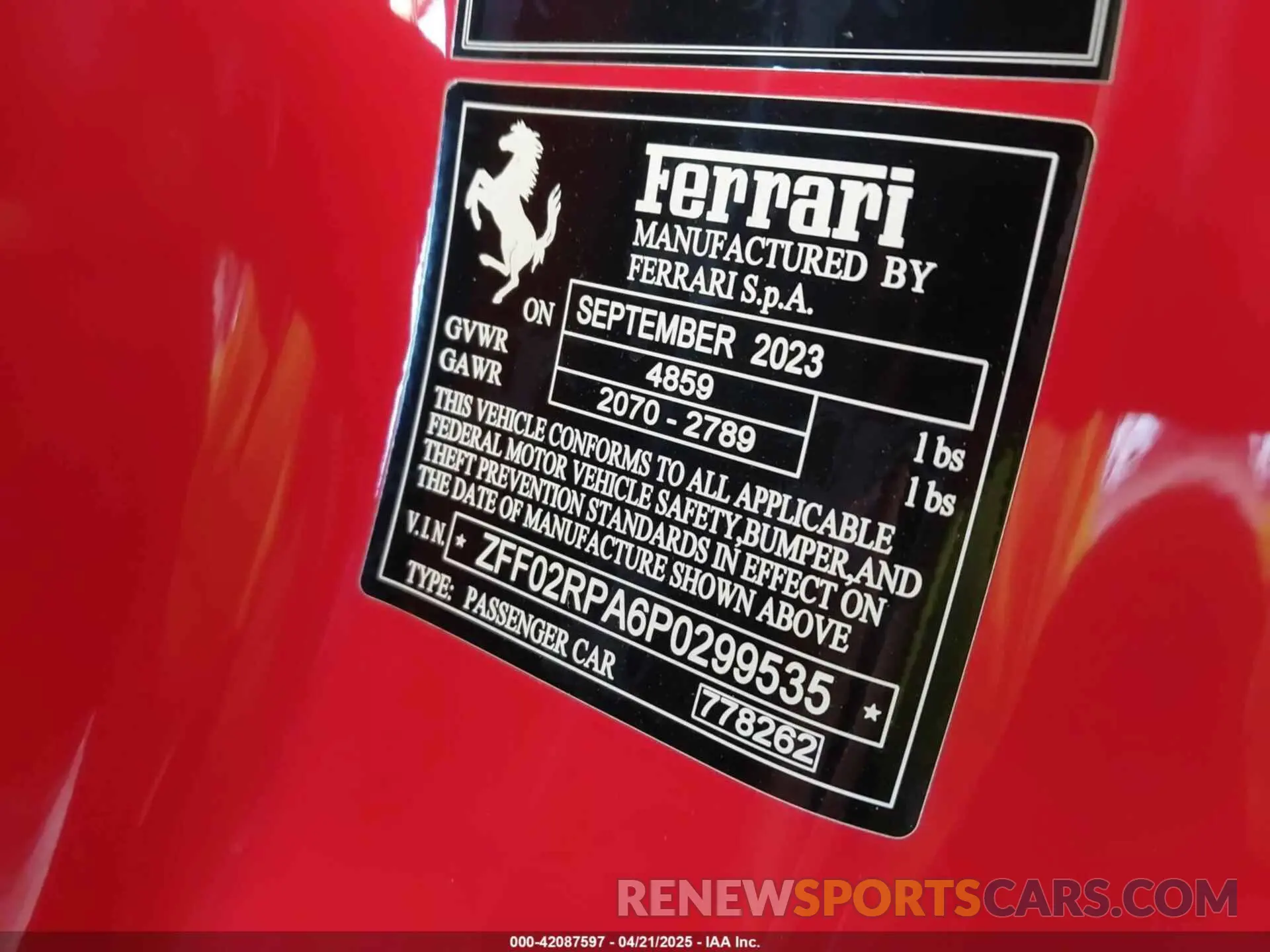 9 fotografías del automóvil dañado ZFF02RPA6P0299535 FERRARI PORTOFINO M 2023