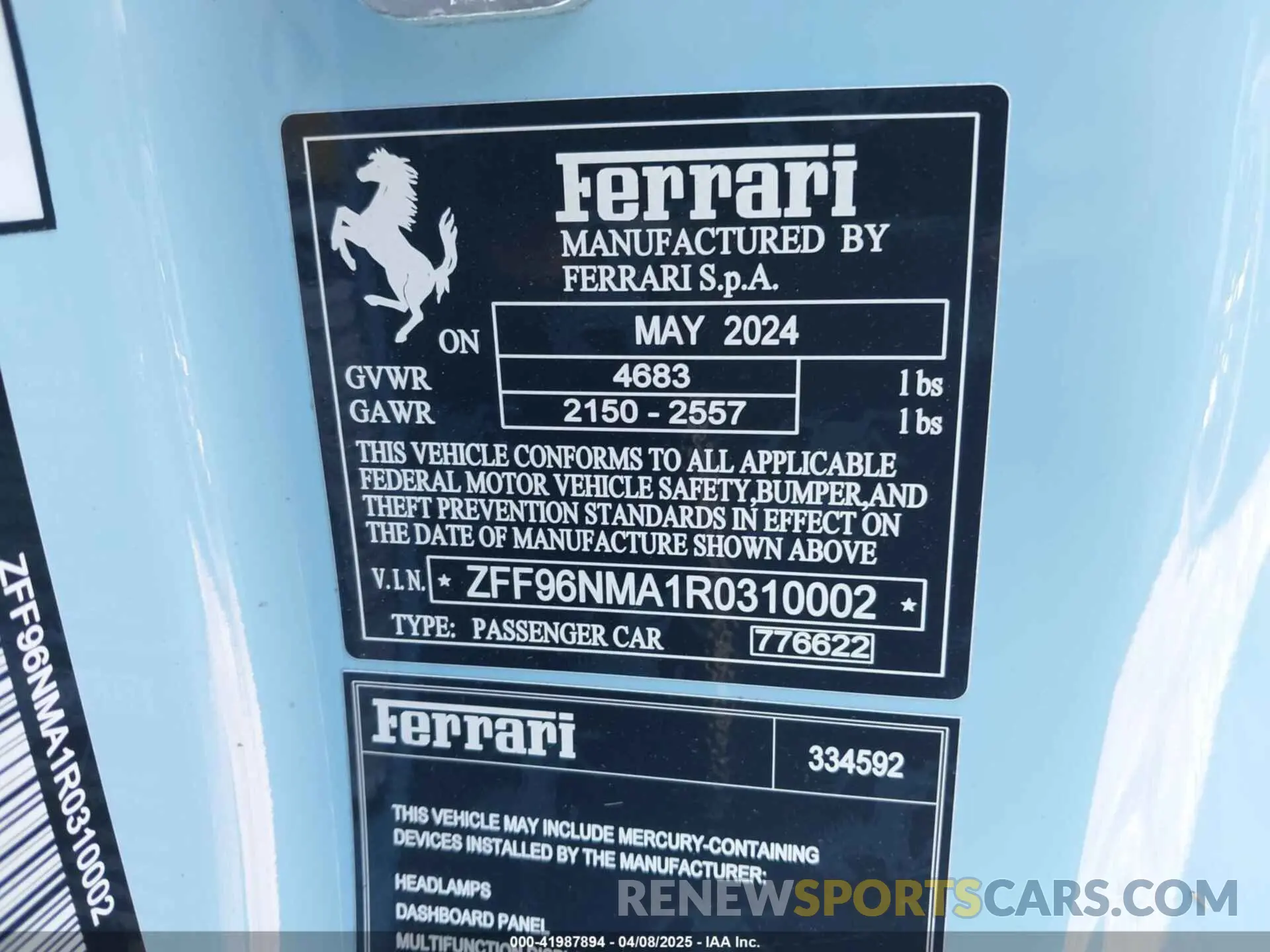 9 fotografías del automóvil dañado ZFF96NMA1R0310002 FERRARI SF90 SPIDER 2024