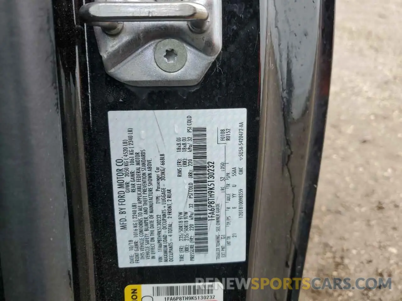 12 fotografías del automóvil dañado 1FA6P8TH9K5130232 FORD ALL Models 2019