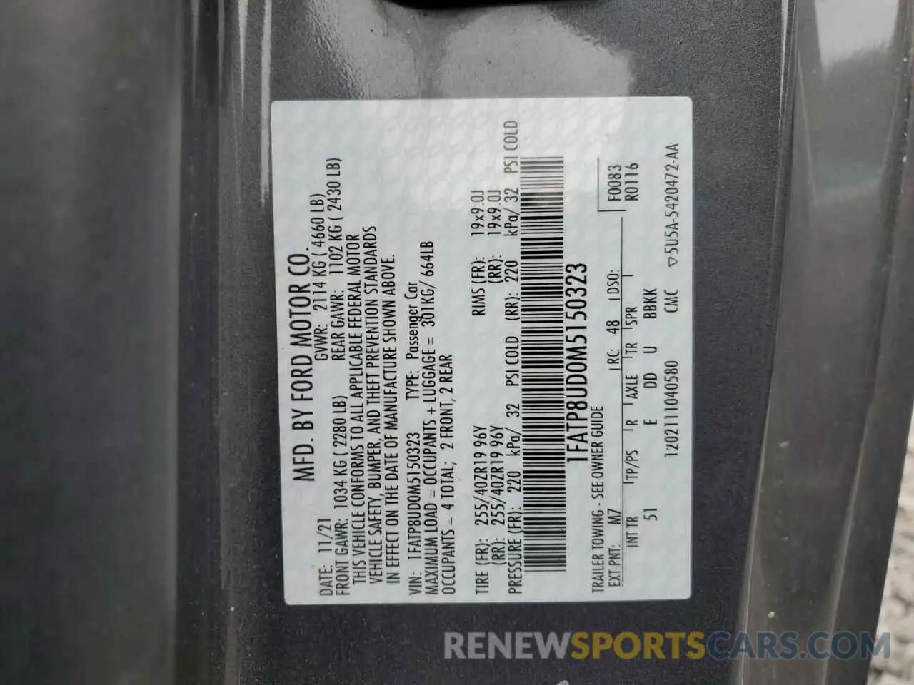 12 fotografías del automóvil dañado 1FATP8UD0M5150323 FORD ALL Models 2021