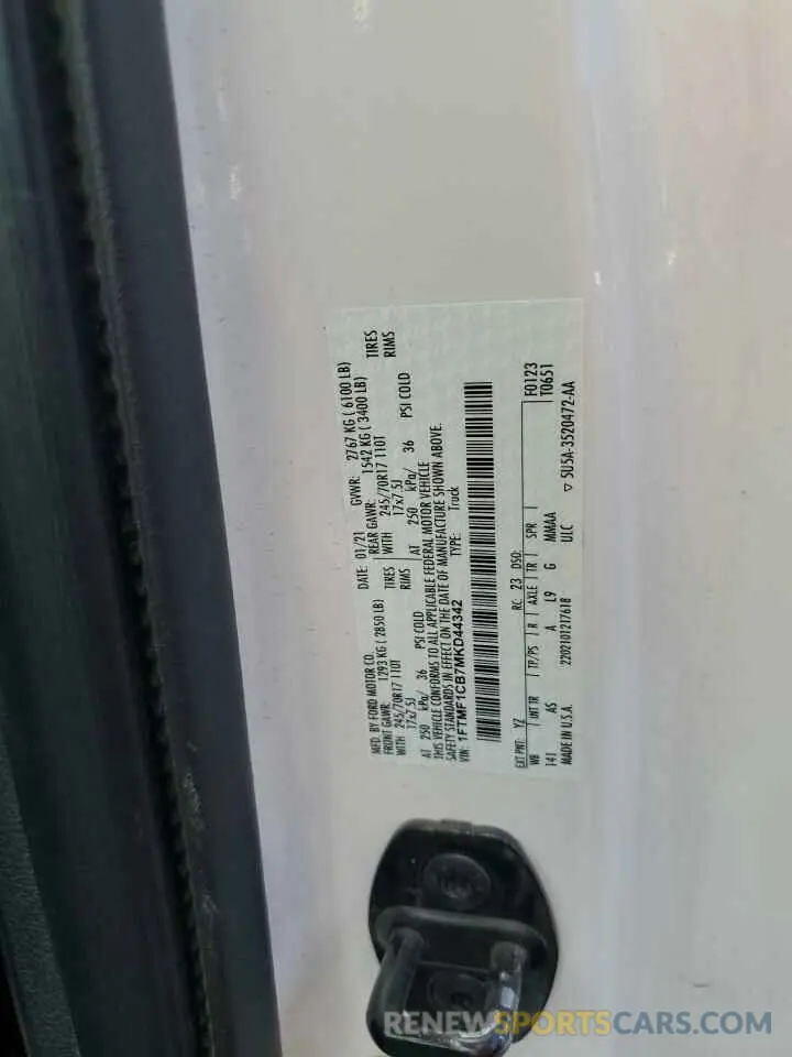 12 fotografías del automóvil dañado 1FTMF1CB7MKD44342 FORD All Models 2021