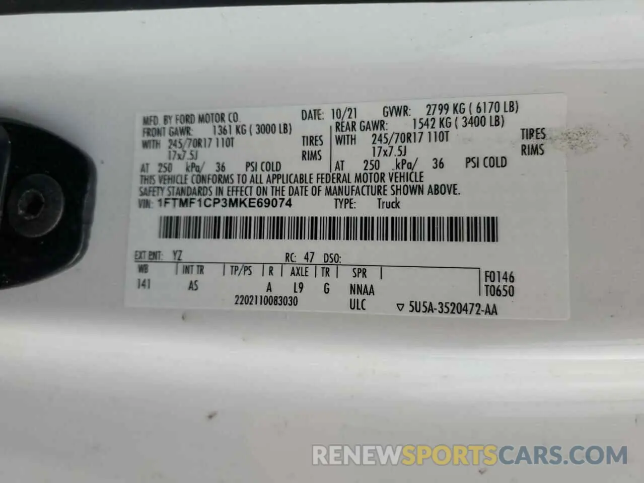 12 fotografías del automóvil dañado 1FTMF1CP3MKE69074 FORD All Models 2021