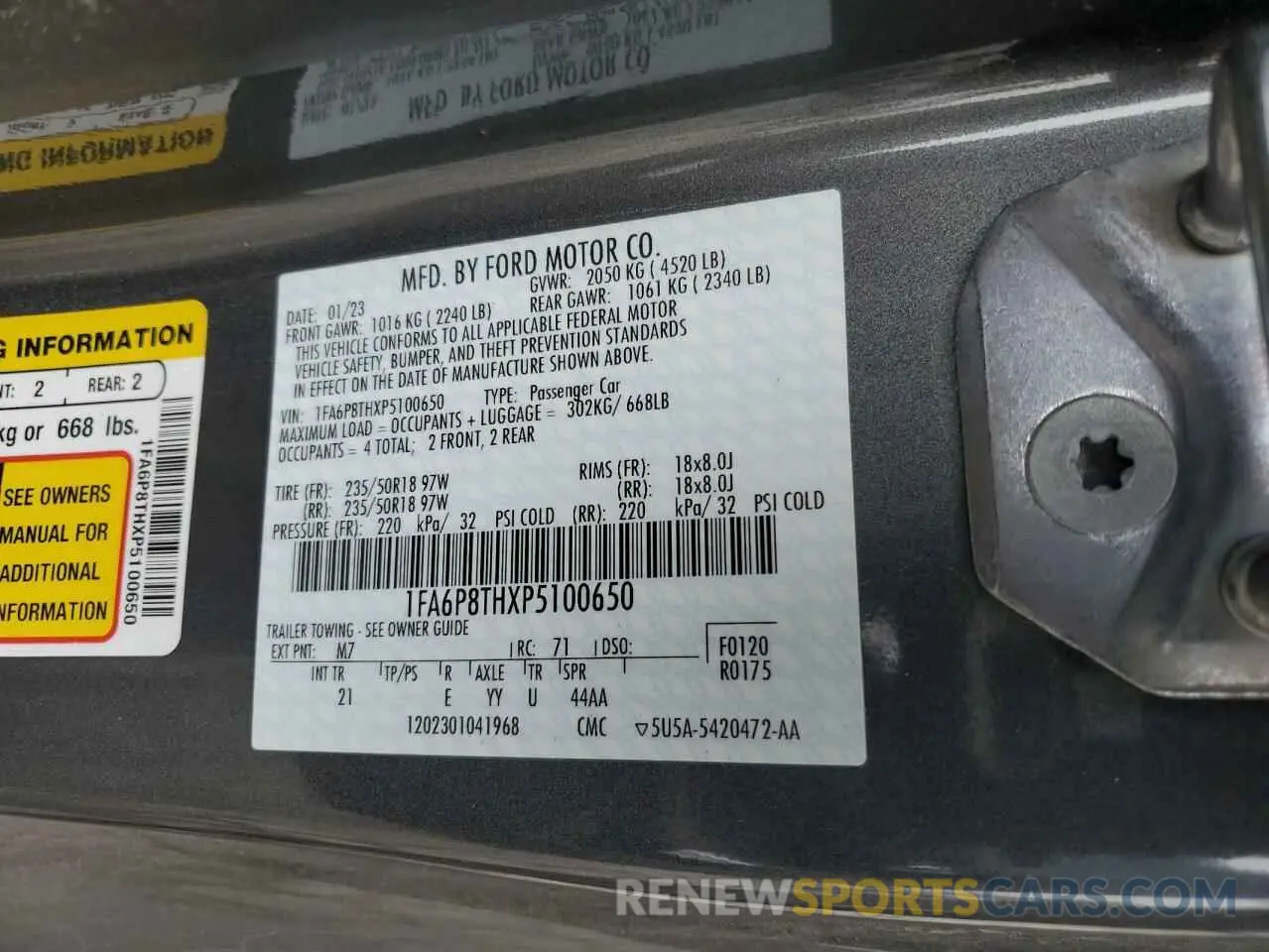 12 fotografías del automóvil dañado 1FA6P8THXP5100650 FORD ALL Models 2023