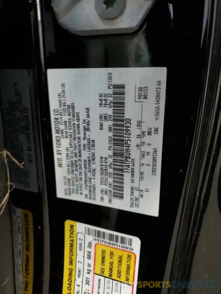 12 fotografías del automóvil dañado 1FATP8UH4P5109930 FORD ALL Models 2023