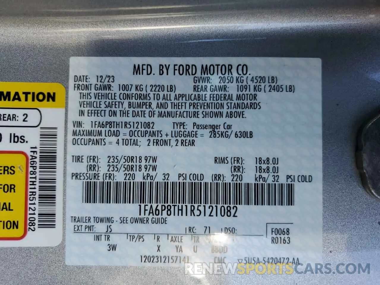 13 fotografías del automóvil dañado 1FA6P8TH1R5121082 FORD ALL Models 2024