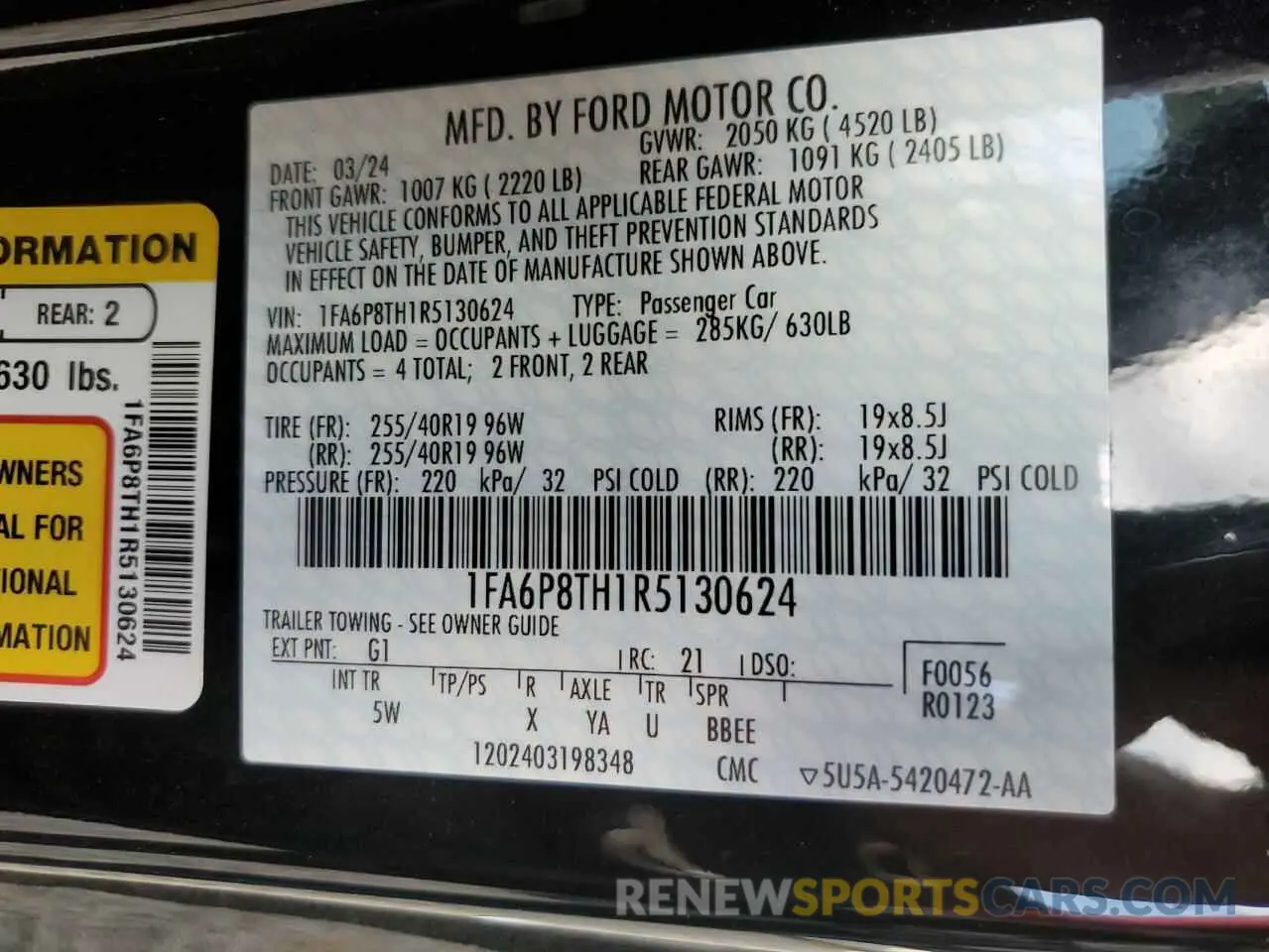 12 fotografías del automóvil dañado 1FA6P8TH1R5130624 FORD ALL Models 2024