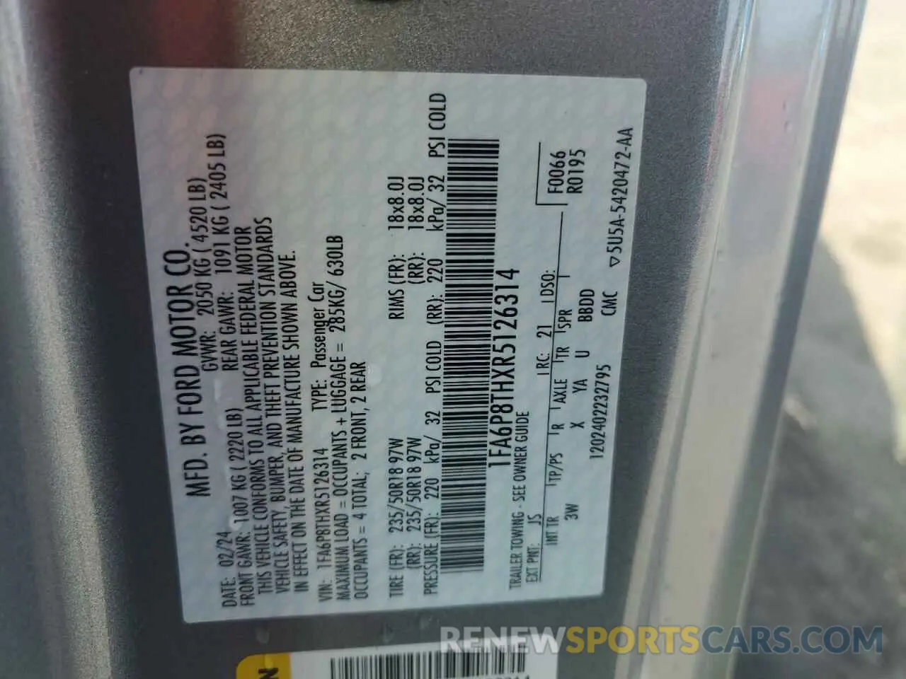 12 fotografías del automóvil dañado 1FA6P8THXR5126314 FORD ALL Models 2024