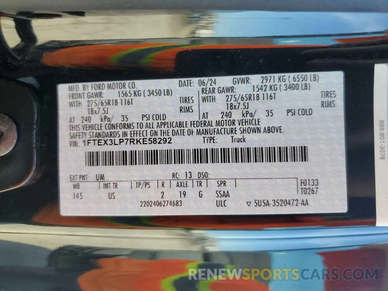 14 fotografías del automóvil dañado 1FTEX3LP7RKE58292 FORD All Models 2024