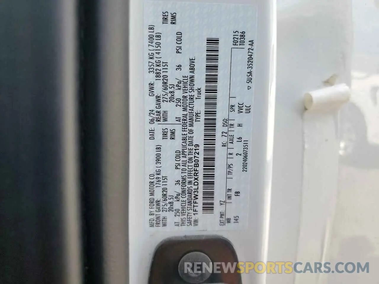 12 fotografías del automóvil dañado 1FTFW3LDXRFB07219 FORD All Models 2024