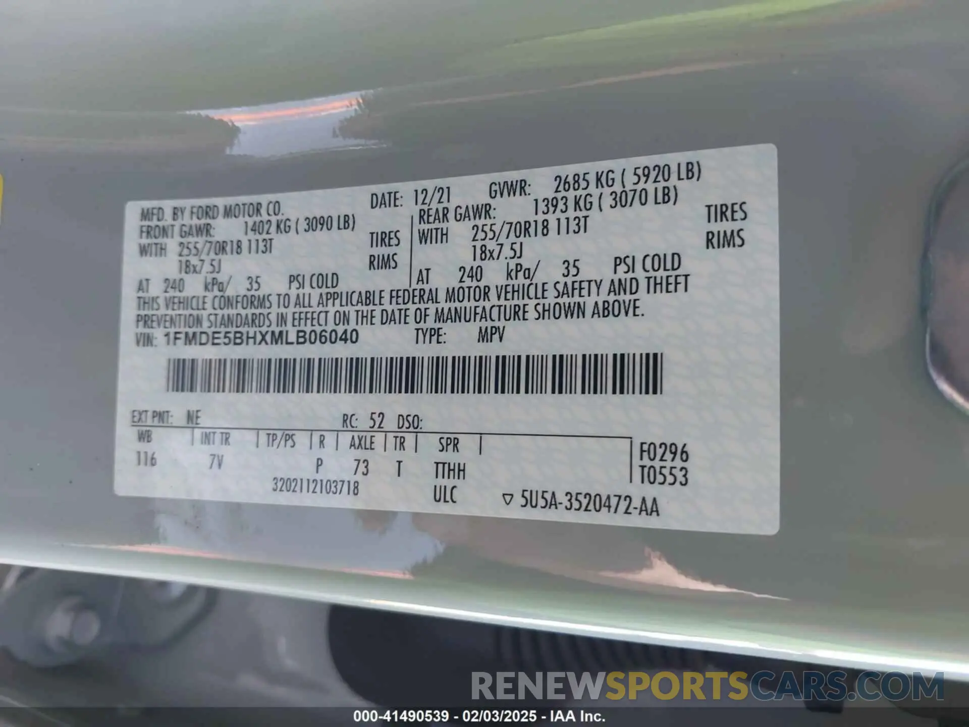 9 fotografías del automóvil dañado 1FMDE5BHXMLB06040 FORD BRONCO 2021