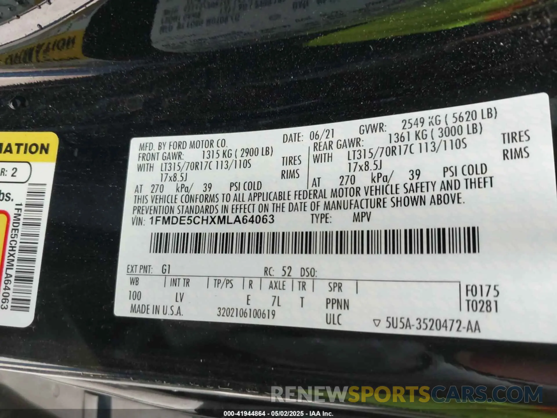 9 fotografías del automóvil dañado 1FMDE5CHXMLA64063 FORD BRONCO 2021