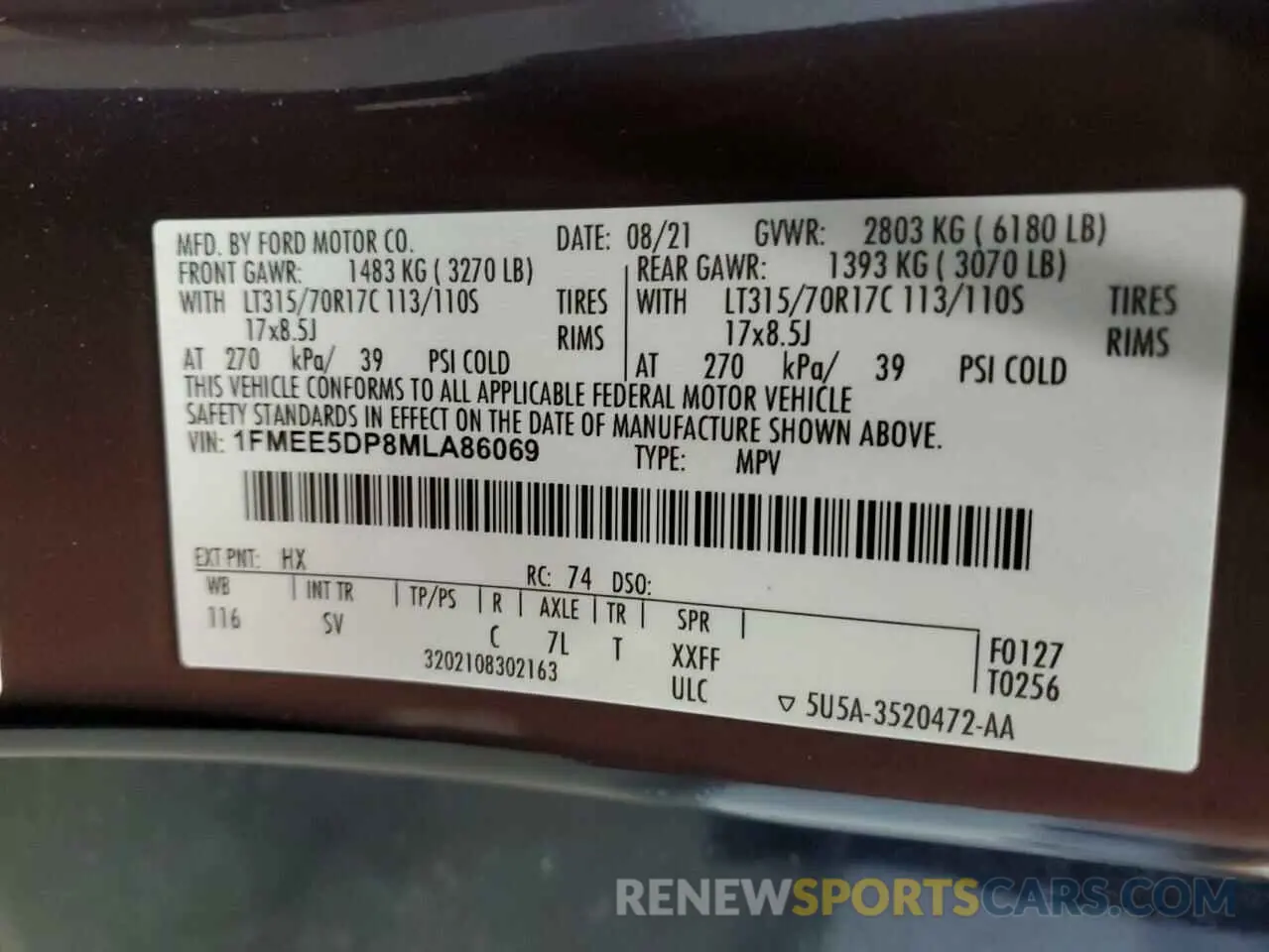 14 fotografías del automóvil dañado 1FMEE5DP8MLA86069 FORD BRONCO 2021