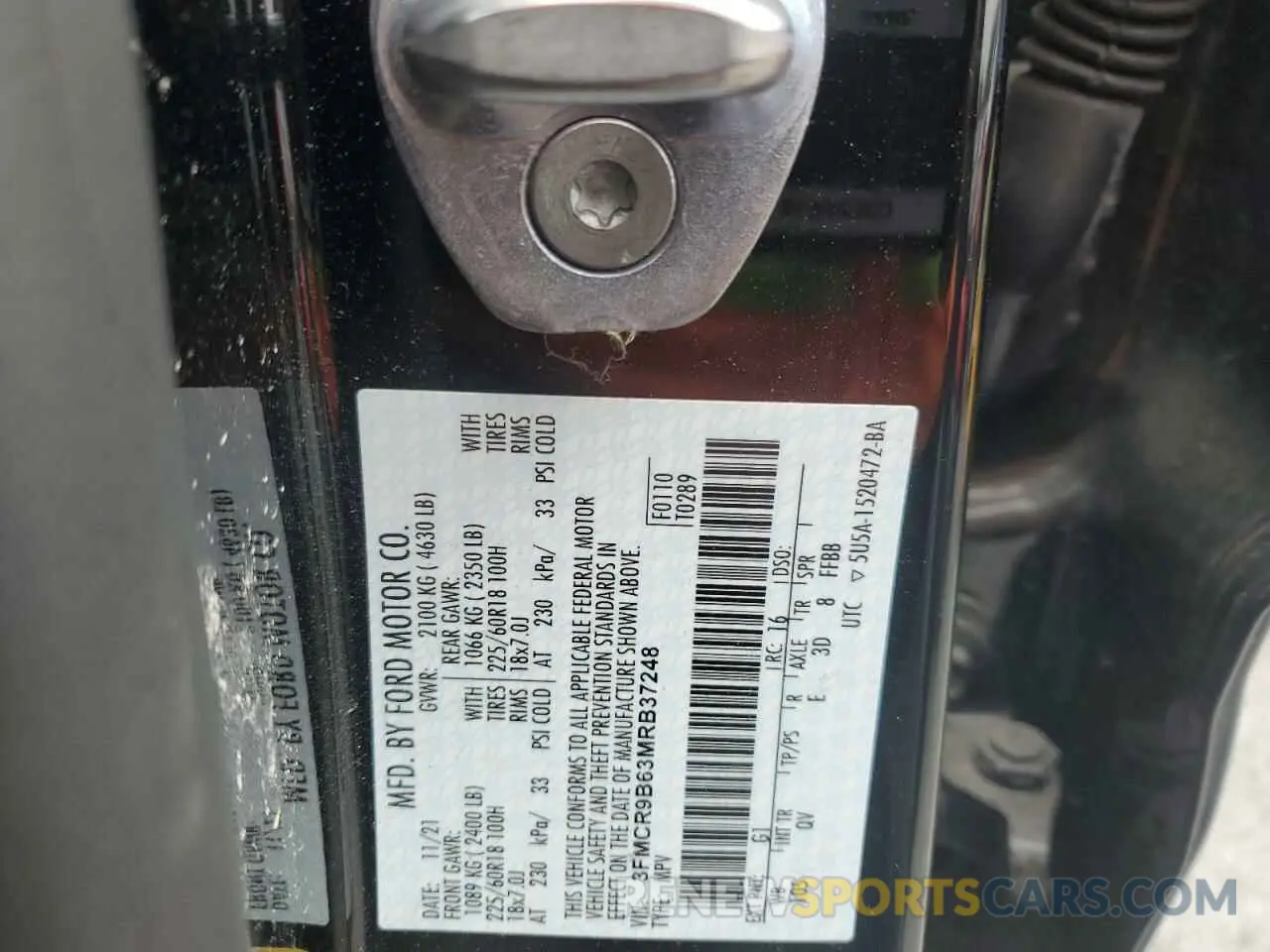 12 fotografías del automóvil dañado 3FMCR9B63MRB37248 FORD BRONCO 2021