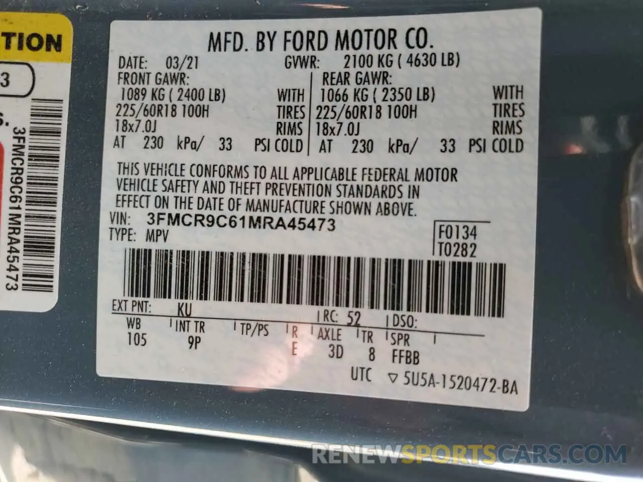 13 fotografías del automóvil dañado 3FMCR9C61MRA45473 FORD BRONCO 2021