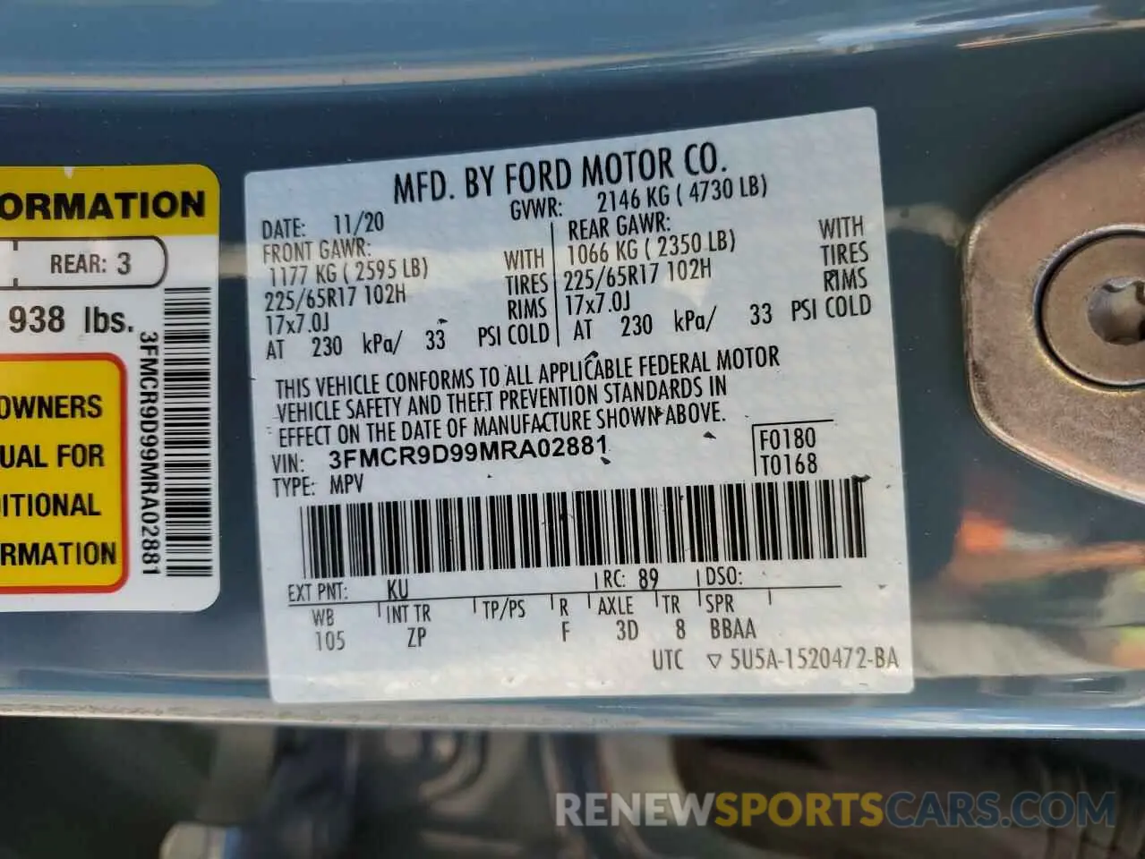 12 fotografías del automóvil dañado 3FMCR9D99MRA02881 FORD BRONCO 2021