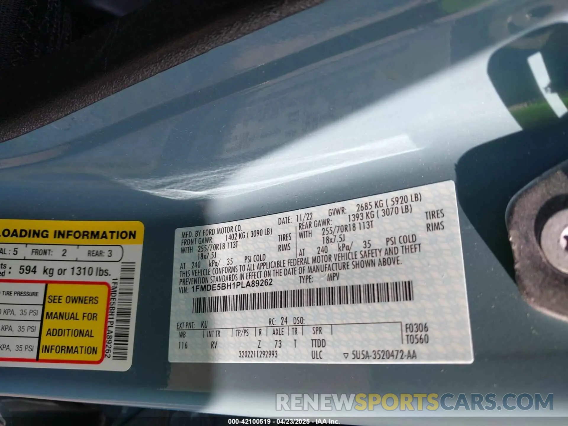 9 fotografías del automóvil dañado 1FMDE5BH1PLA89262 FORD BRONCO 2023