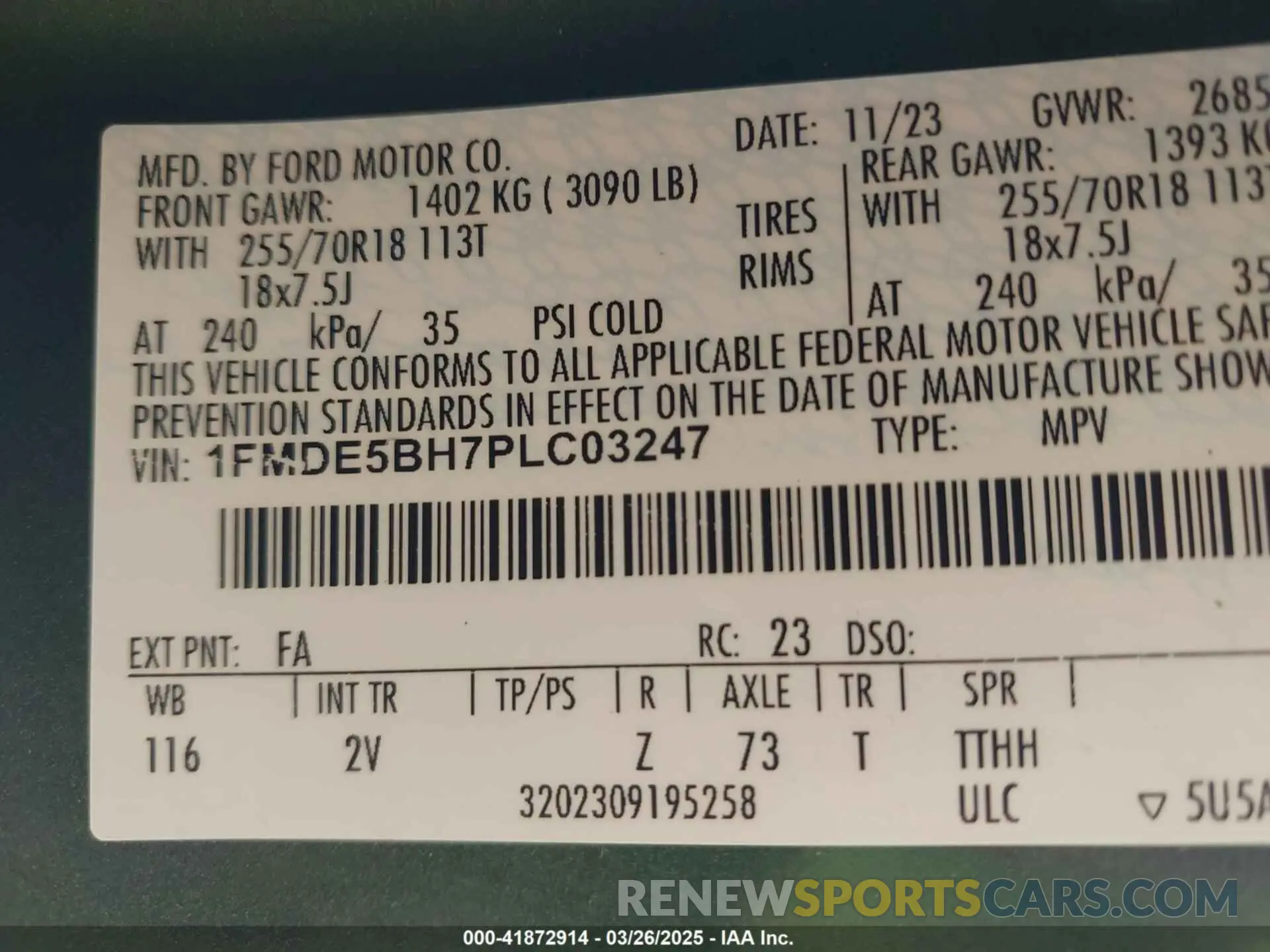 9 fotografías del automóvil dañado 1FMDE5BH7PLC03247 FORD BRONCO 2023