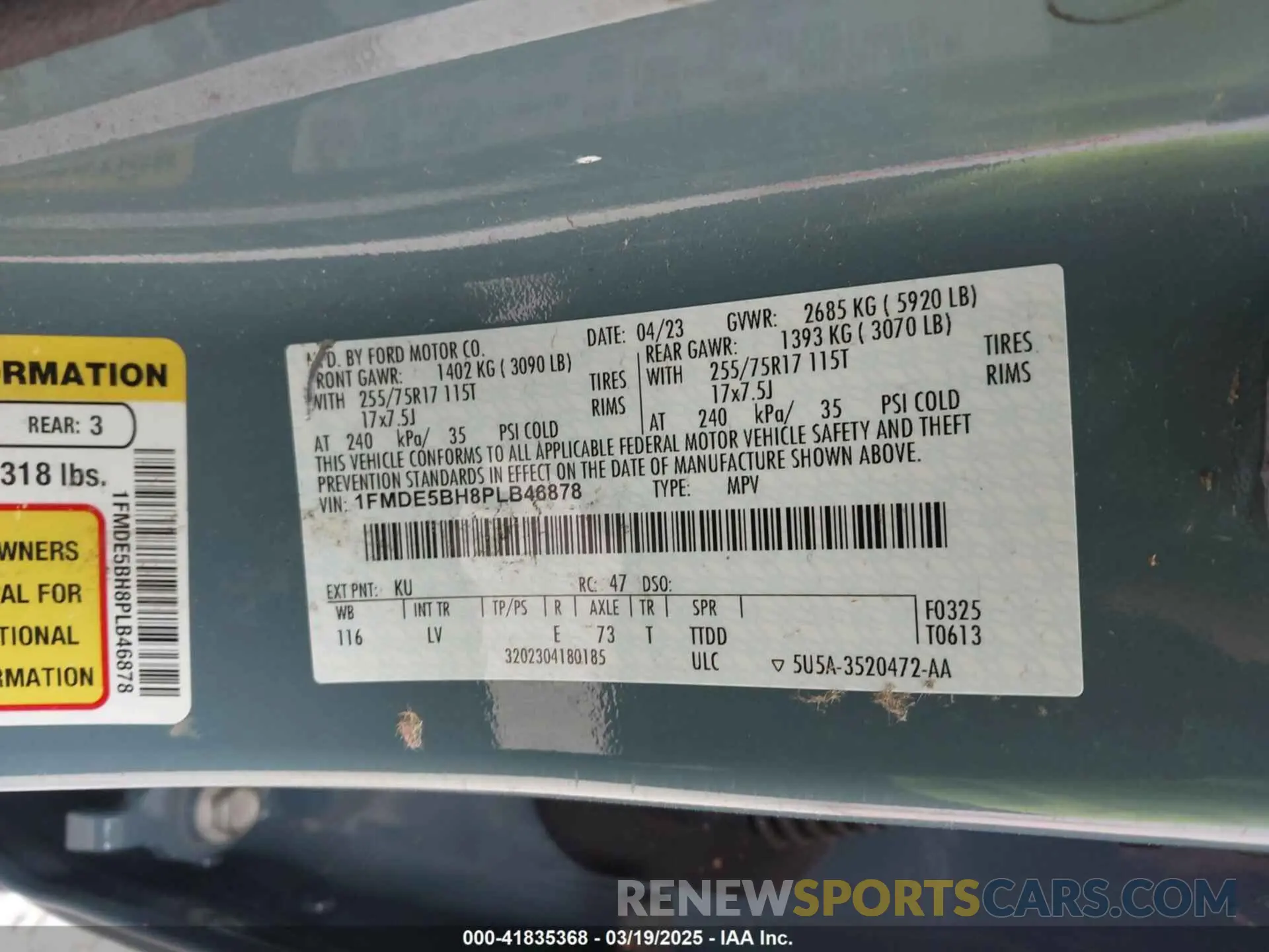 9 fotografías del automóvil dañado 1FMDE5BH8PLB46878 FORD BRONCO 2023