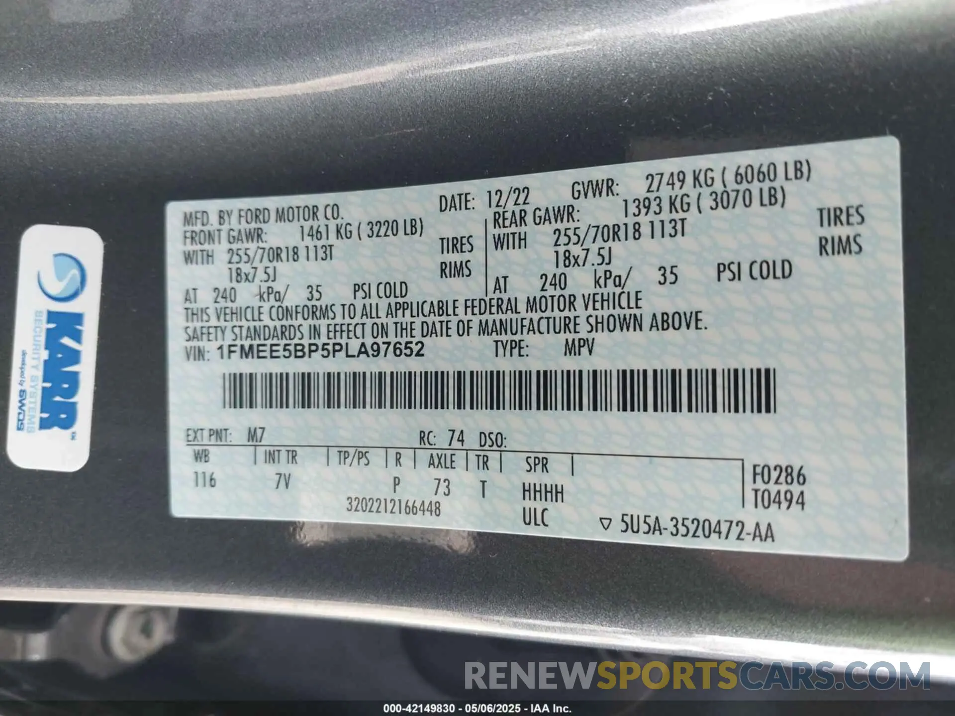 9 fotografías del automóvil dañado 1FMEE5BP5PLA97652 FORD BRONCO 2023