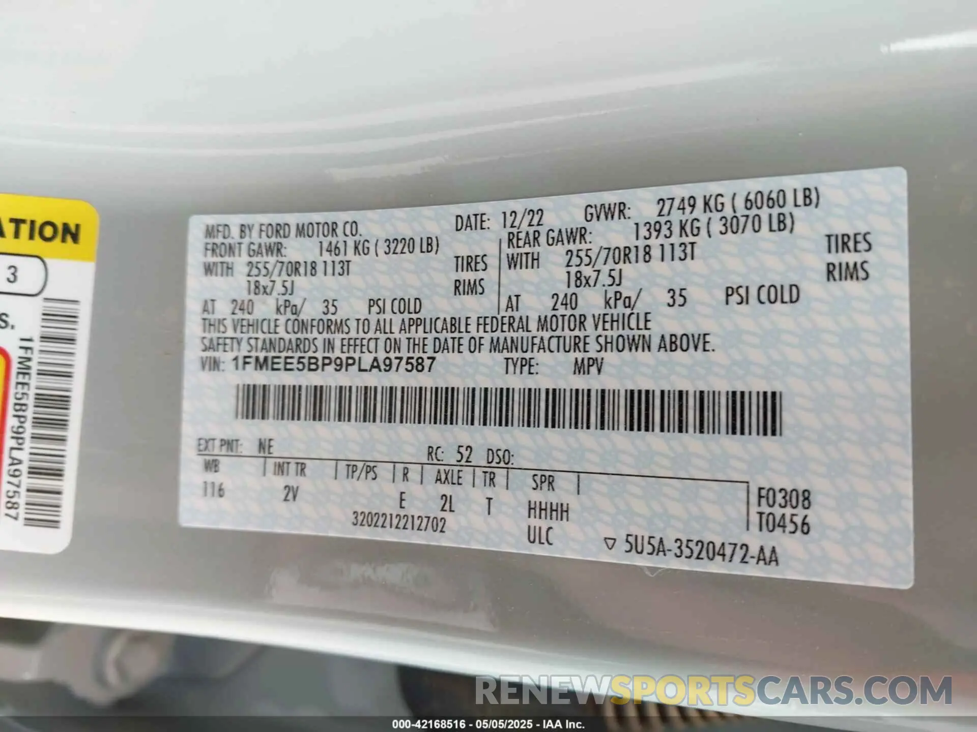 9 fotografías del automóvil dañado 1FMEE5BP9PLA97587 FORD BRONCO 2023