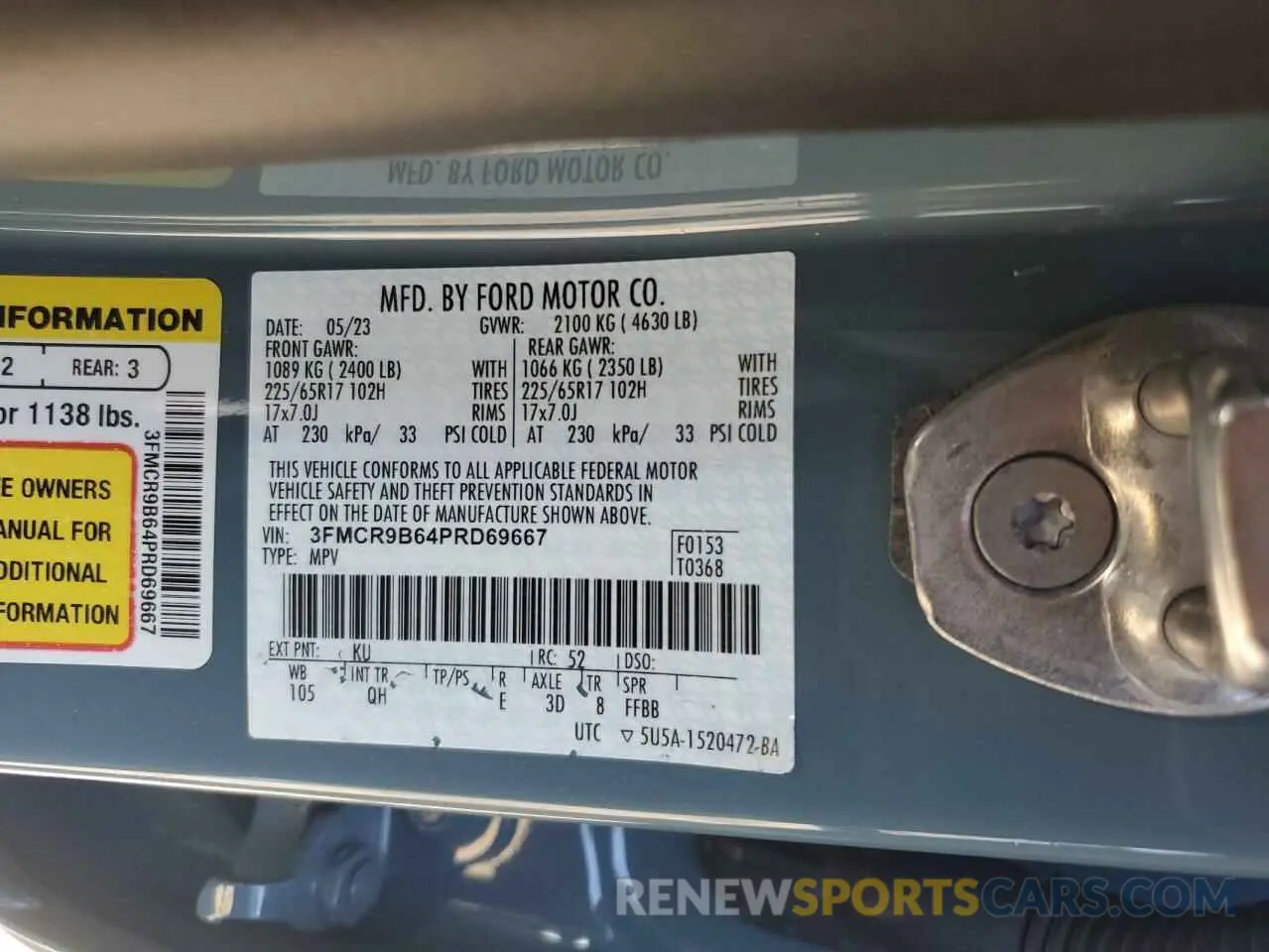 13 fotografías del automóvil dañado 3FMCR9B64PRD69667 FORD BRONCO 2023
