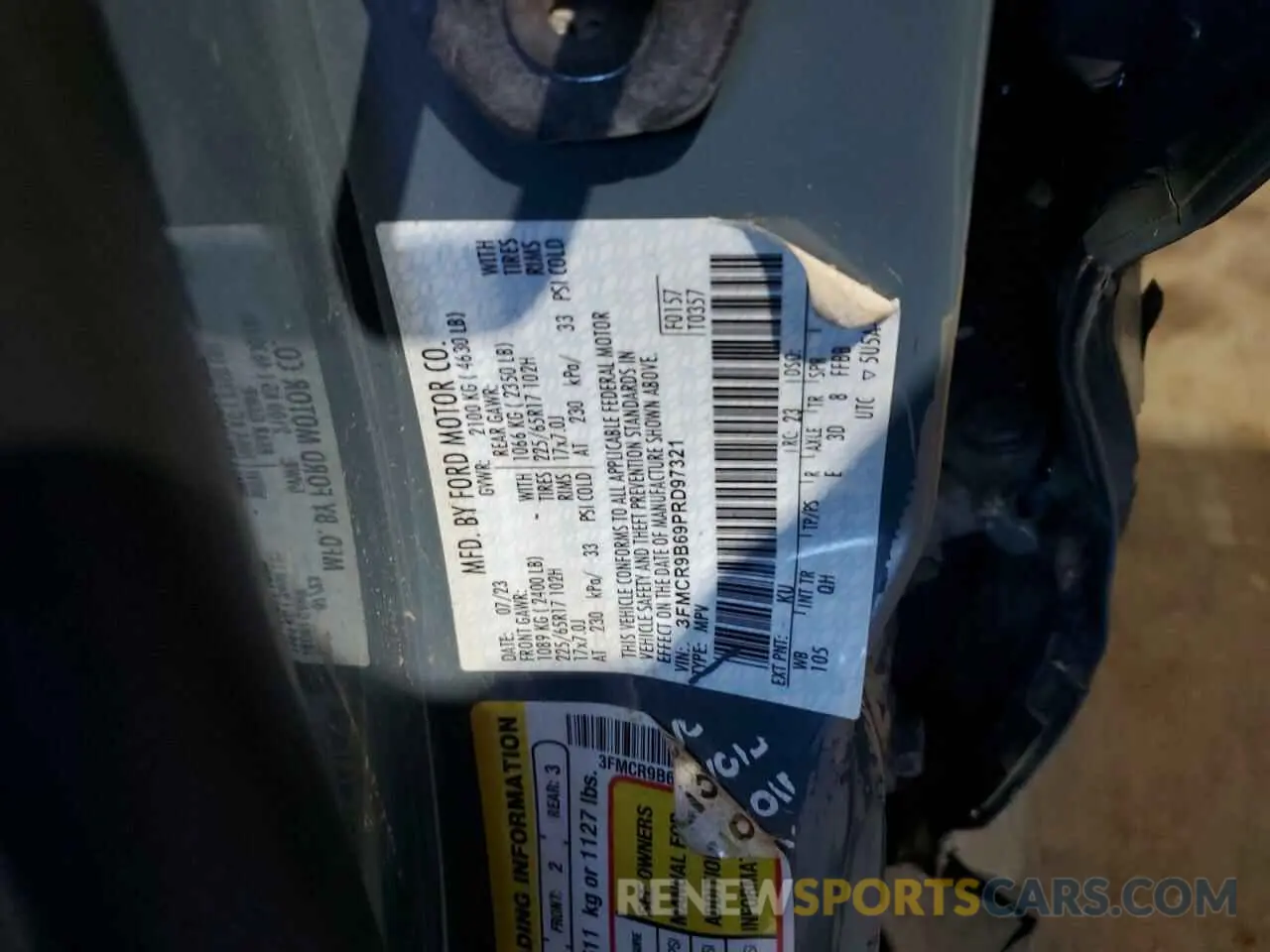 14 fotografías del automóvil dañado 3FMCR9B69PRD97321 FORD BRONCO 2023