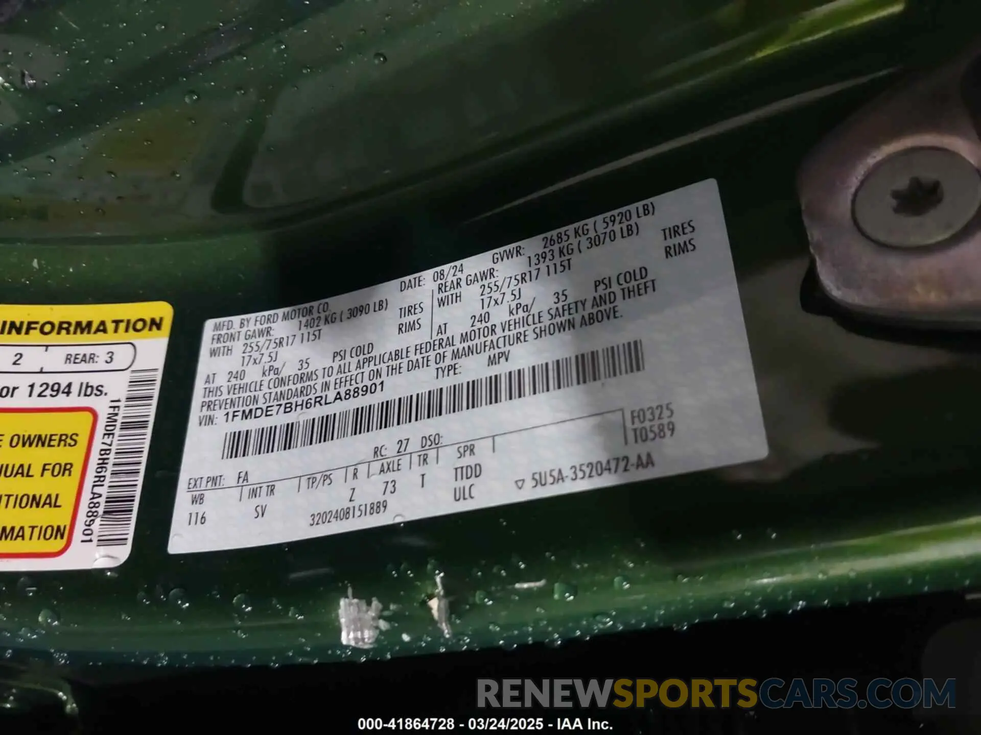 9 fotografías del automóvil dañado 1FMDE7BH6RLA88901 FORD BRONCO 2024