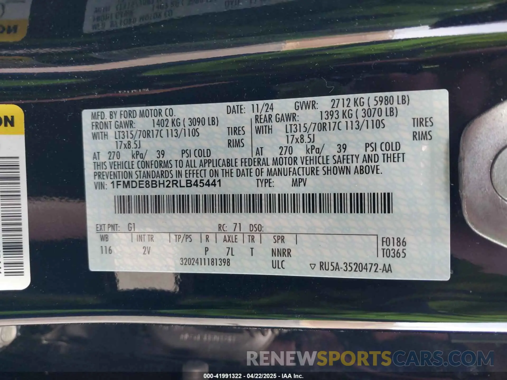 9 fotografías del automóvil dañado 1FMDE8BH2RLB45441 FORD BRONCO 2024