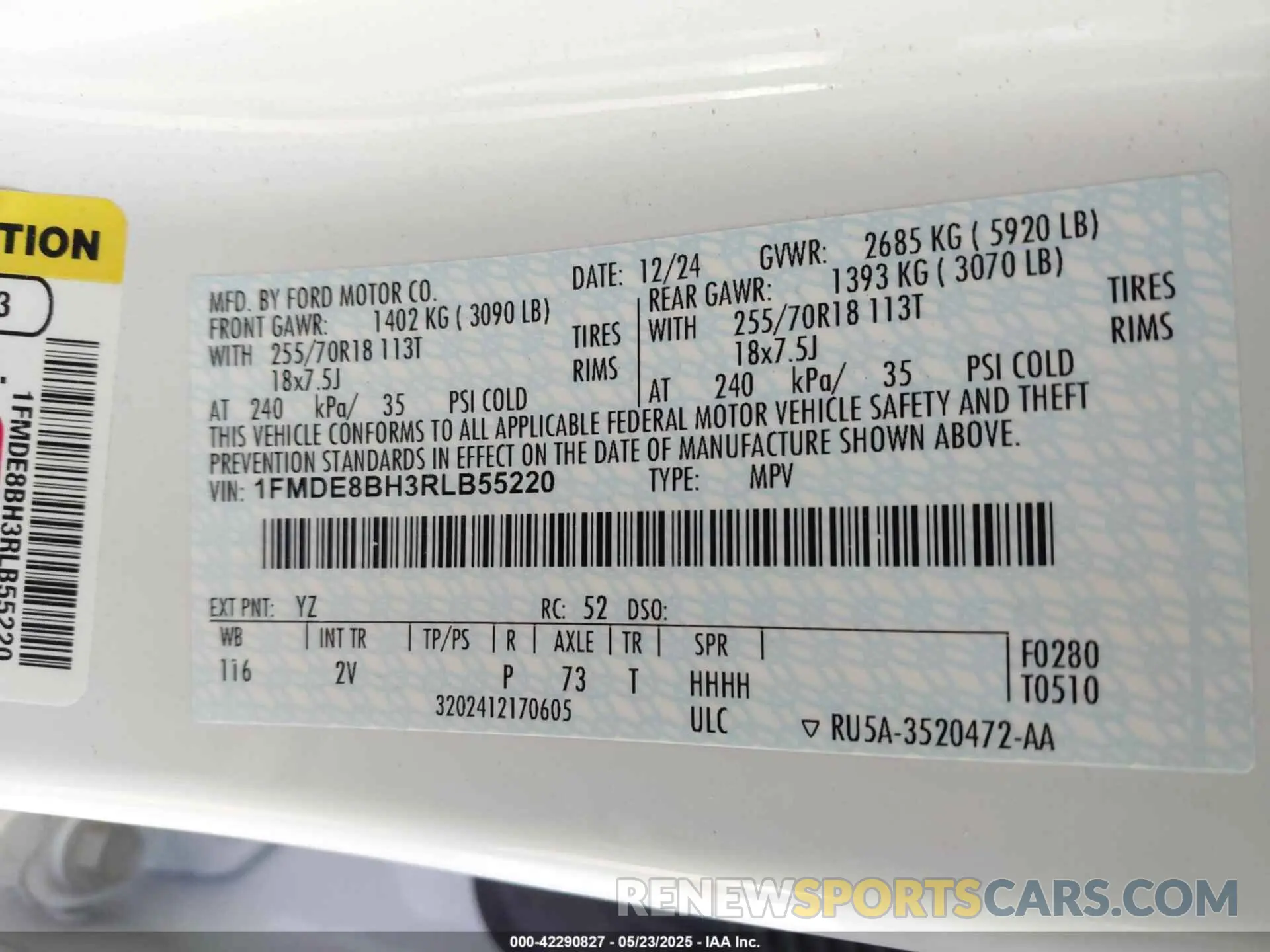 9 fotografías del automóvil dañado 1FMDE8BH3RLB55220 FORD BRONCO 2024
