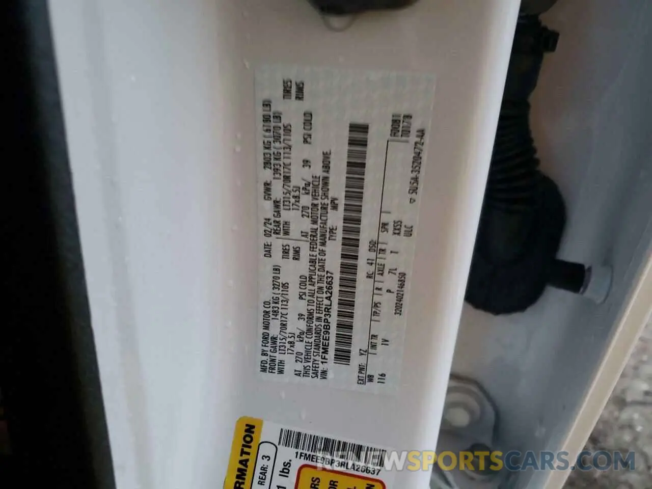 14 fotografías del automóvil dañado 1FMEE9BP3RLA26637 FORD BRONCO BAD 2024