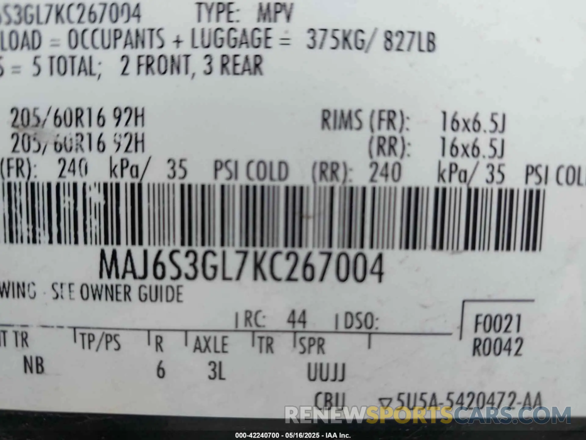 9 fotografías del automóvil dañado MAJ6S3GL7KC267004 FORD ECOSPORT 2019